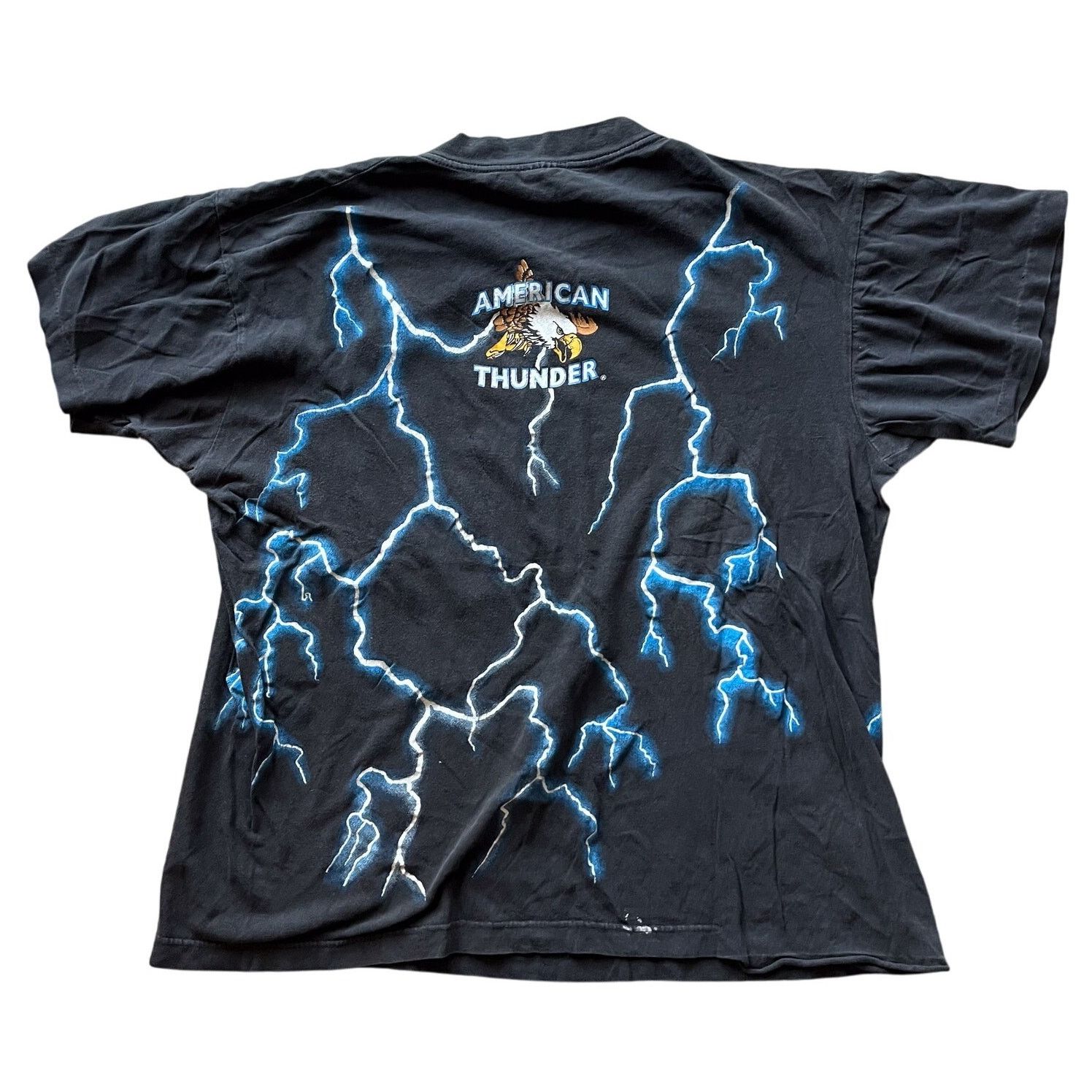 Vintage Vintage 90s American Thunder Lighting AOP T Shirt XL Size US XL / EU 56 / 4 - 3 Thumbnail