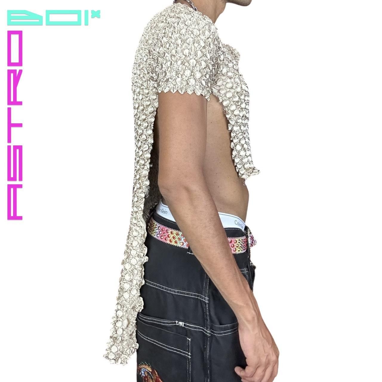 Other ASTROBOI* Gold Asymmetric Pleat Popcorn Crop Top - Medium Size US M / EU 48-50 / 2 - 4 Thumbnail
