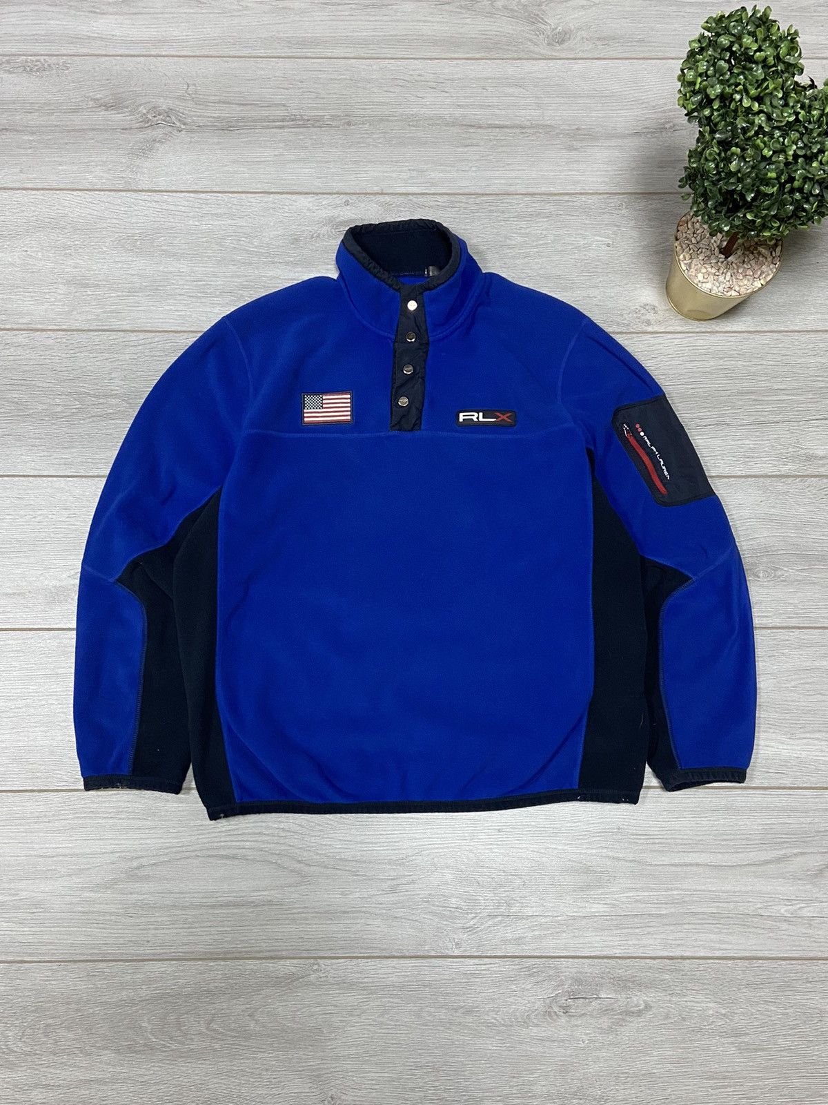 Vintage POLO RLX Ralph USA 🇺🇸 flag Lauren vintage fleece 1/4 Size US L / EU 52-54 / 3 - 1 Thumbnail