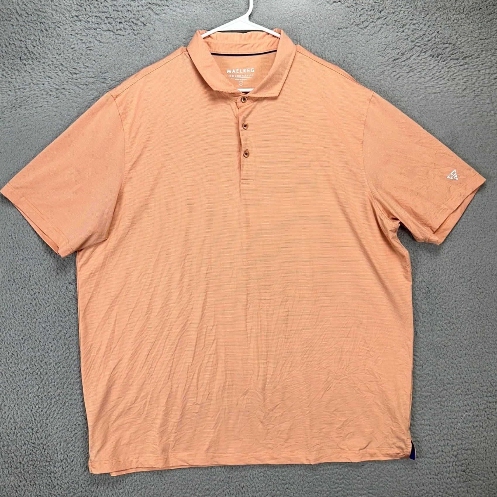 Vintage Maelreg Performance Polo Shirt 3XL Mens Orange Striped Golf Rugby Athletic Short Sleeve Collared Polo Shirt Size US XXL / EU 58 / 5 - 2 Thumbnail