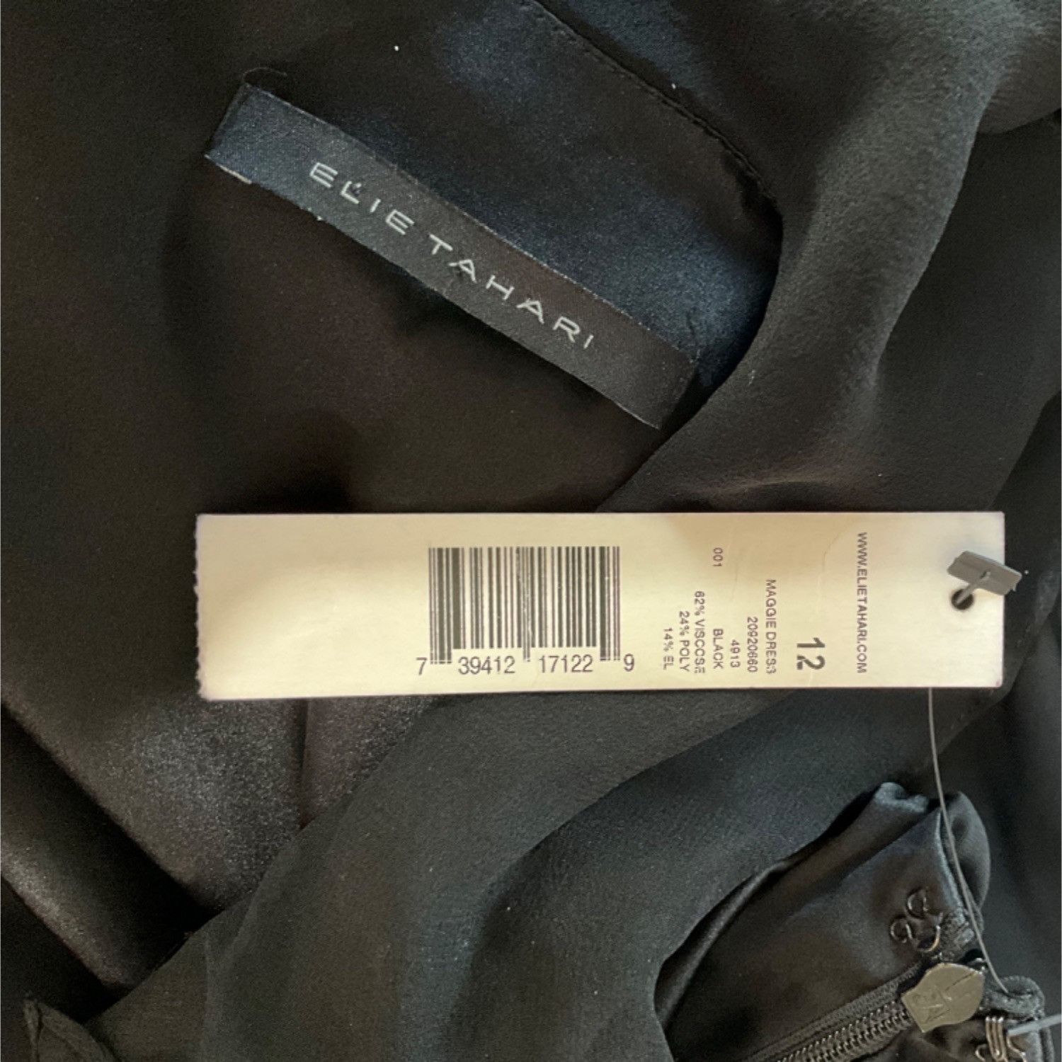 Elie Tahari Elie Tahari Maggie Silk Blend Black Midi Dress Size XL / US 12-14 / IT 48-50 - 12 Thumbnail