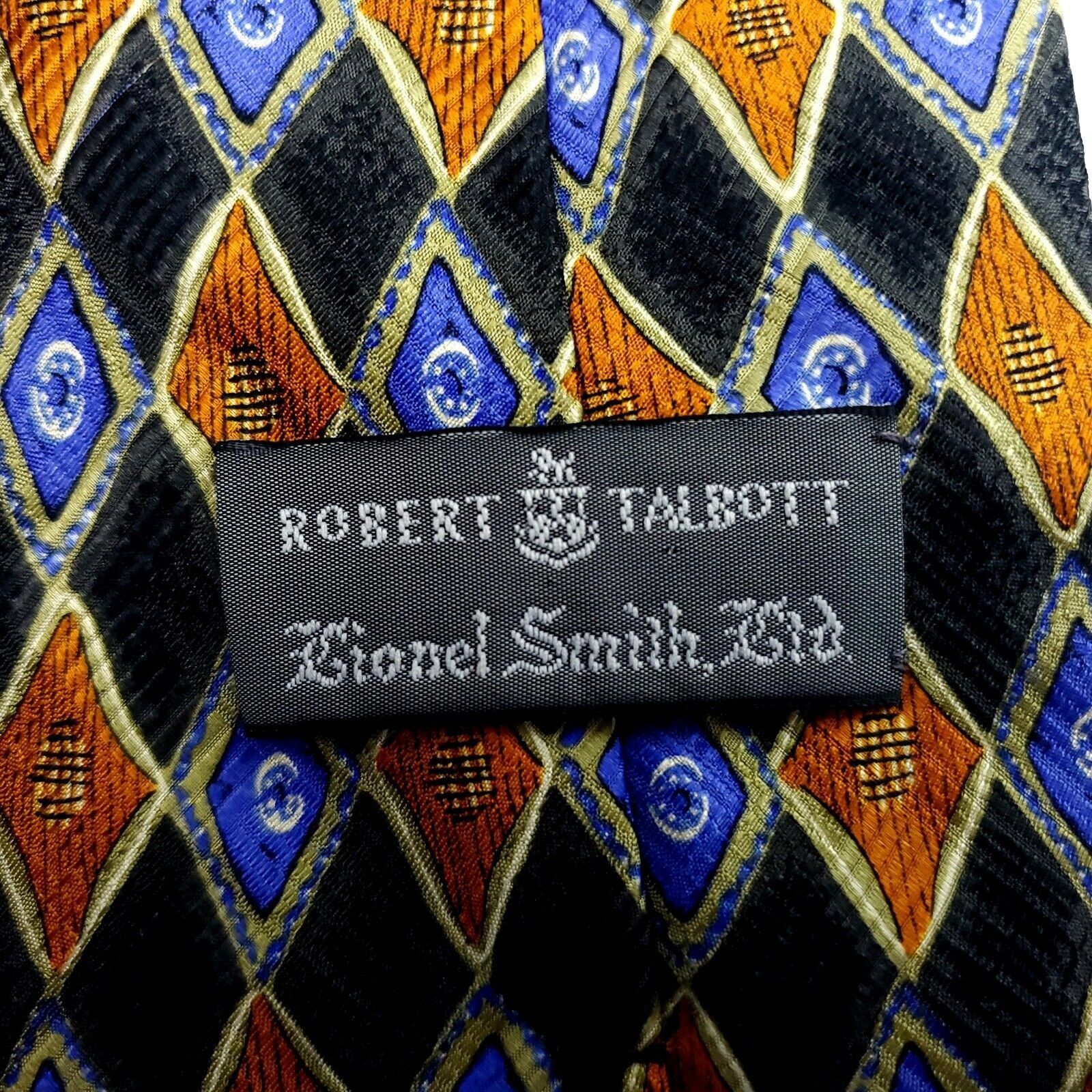 Robert Talbott Robert Talbott Gray Orange Blue Geometric Silk Tie Short Wid Size ONE SIZE - 3 Thumbnail
