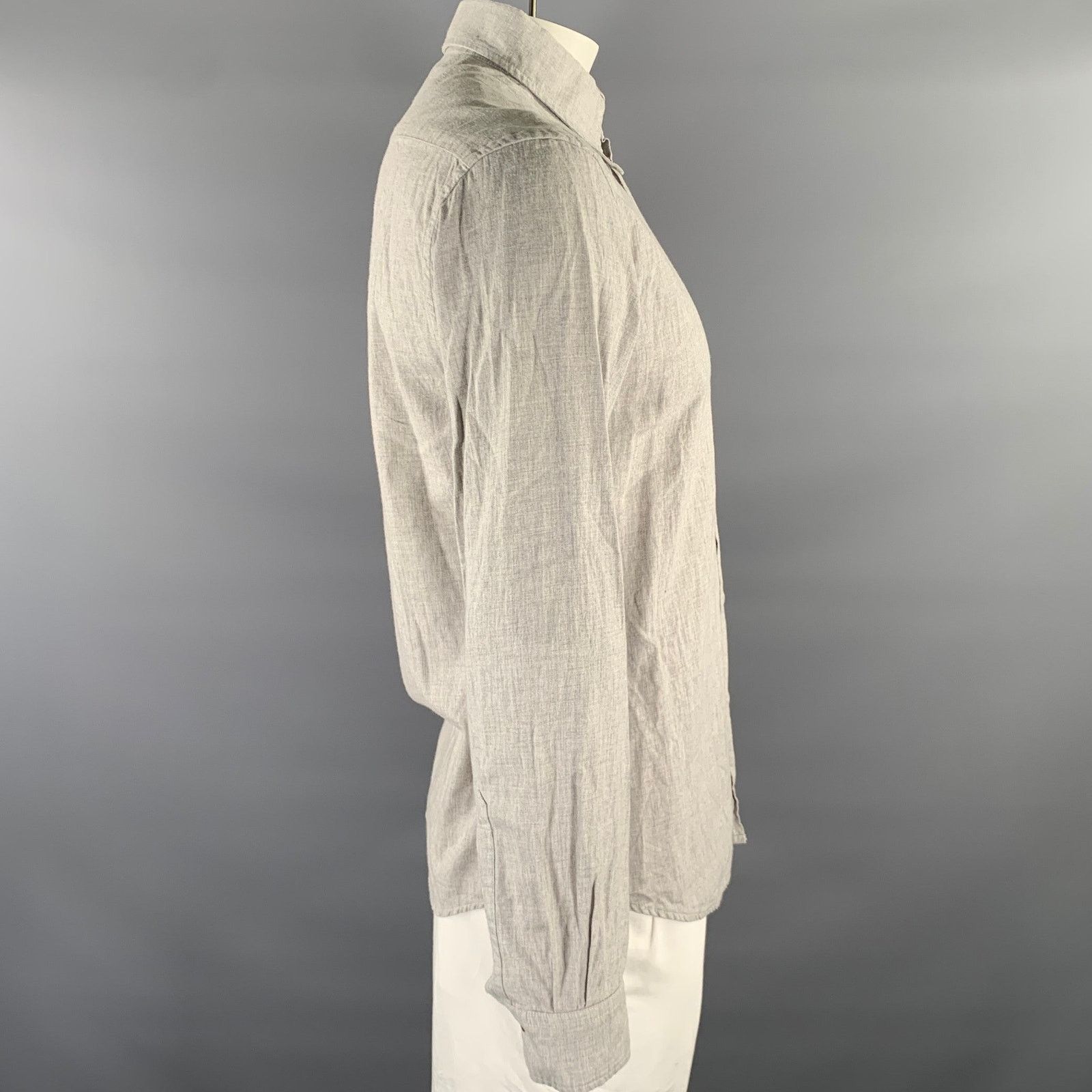 Barena BARENA Grey Heather Cotton Button Down Long Sleeve Shirt XL Size US XL / EU 56 / 4 - 2 Thumbnail