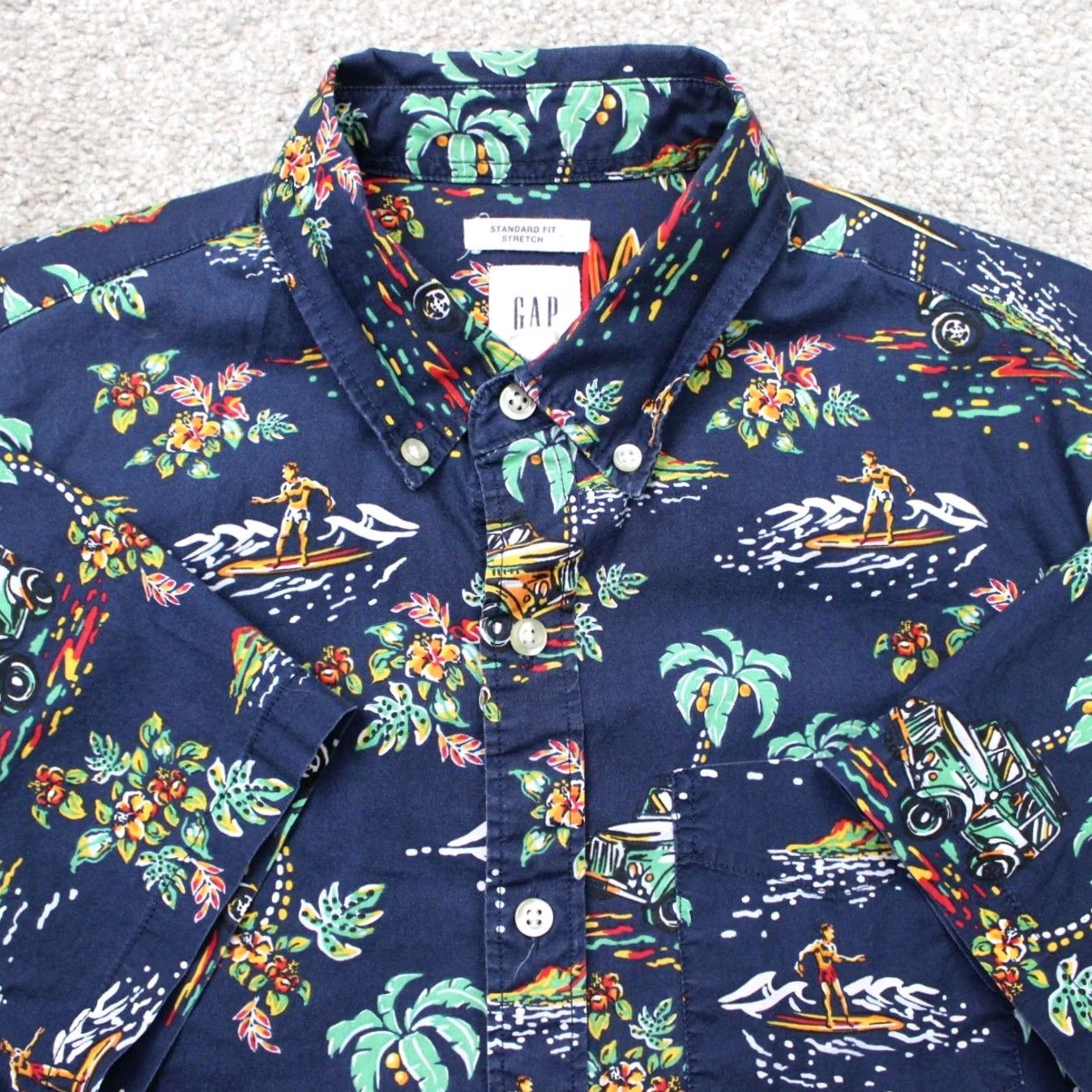 Gap GAP Hawaiian Shirt Mens Medium Blue Floral Short Sleeve Button-Up For Casual Travel Workwear Shirt Mens I/J Size US M / EU 48-50 / 2 - 2 Thumbnail