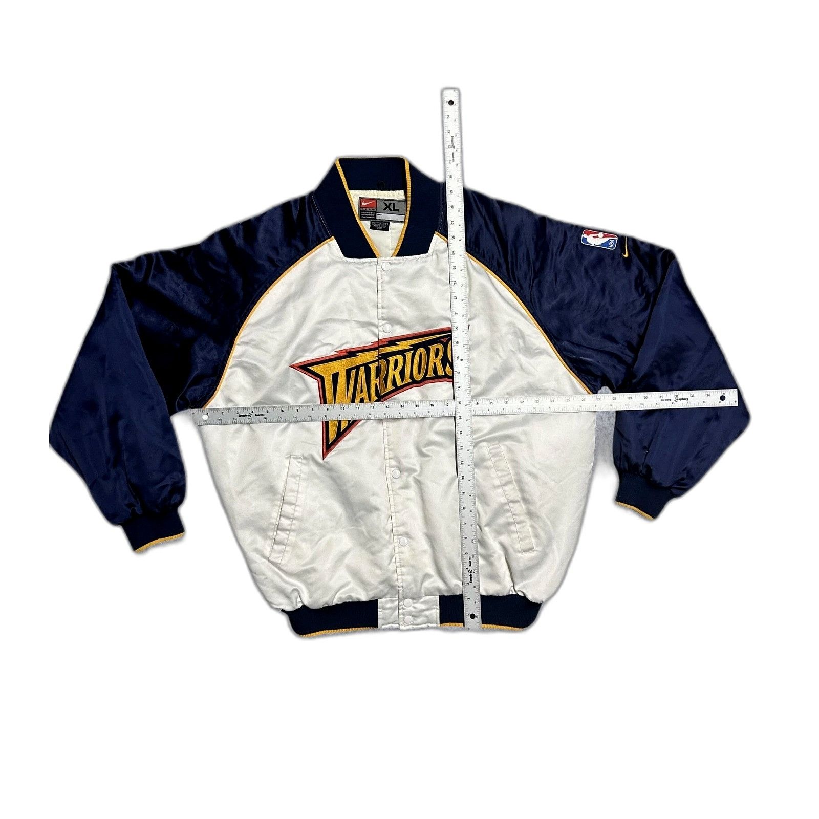 Nike Vintage Nike Golden State Warriors NBA Satin Bomber White Ja Size US XL / EU 56 / 4 - 3 Thumbnail