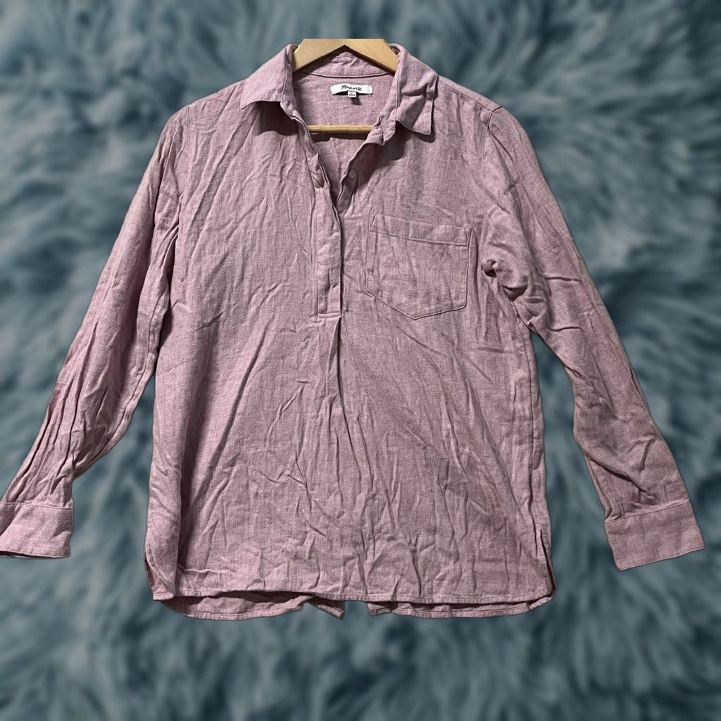 Madewell Madewell Womens Small Pink Tunic Back Button Up Long Sleeves Shirt Casual Pocket Cotton Tie-Front? Size S / US 4 / IT 40 - 1 Thumbnail