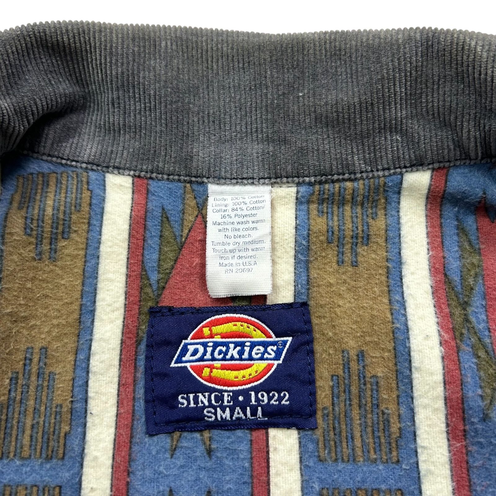Dickies VTG 90s DICKIES DENIM WORK JACKET AZTEC NATIVE LINING Size US S / EU 44-46 / 1 - 6 Thumbnail