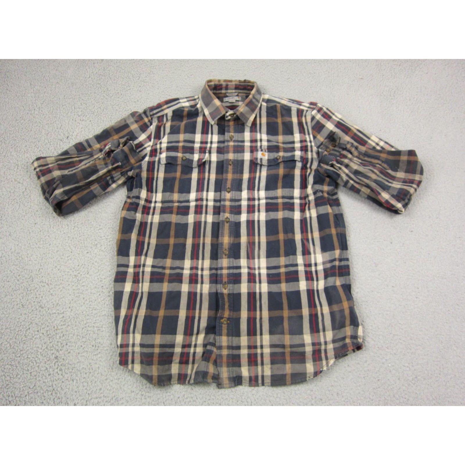 Carhartt VINTAGE Carhartt Shirt Mens LT Black Plaid Flannel Heavy Thick Workwear Casual Button-Up Tall Large Size US L / EU 52-54 / 3 - 2 Thumbnail