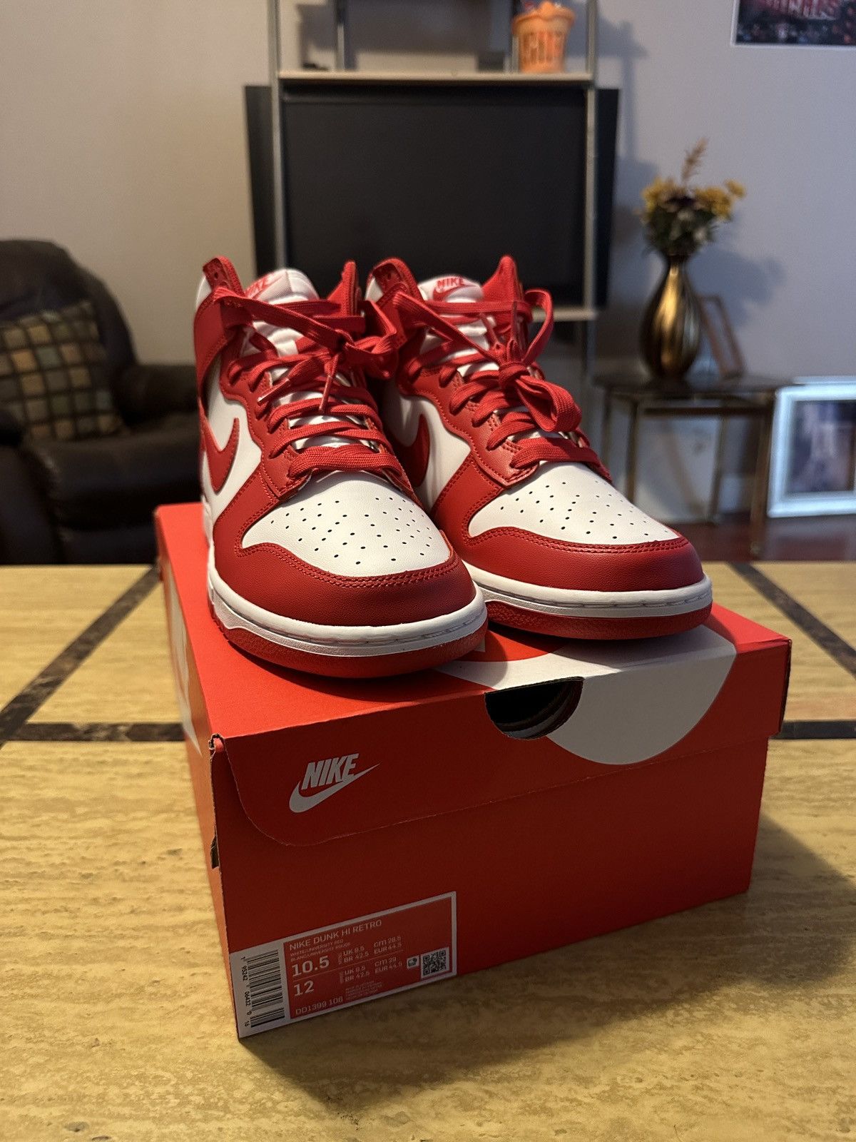 image of Nike Dunk High - Red Shoes, Men's (Size 10.5)