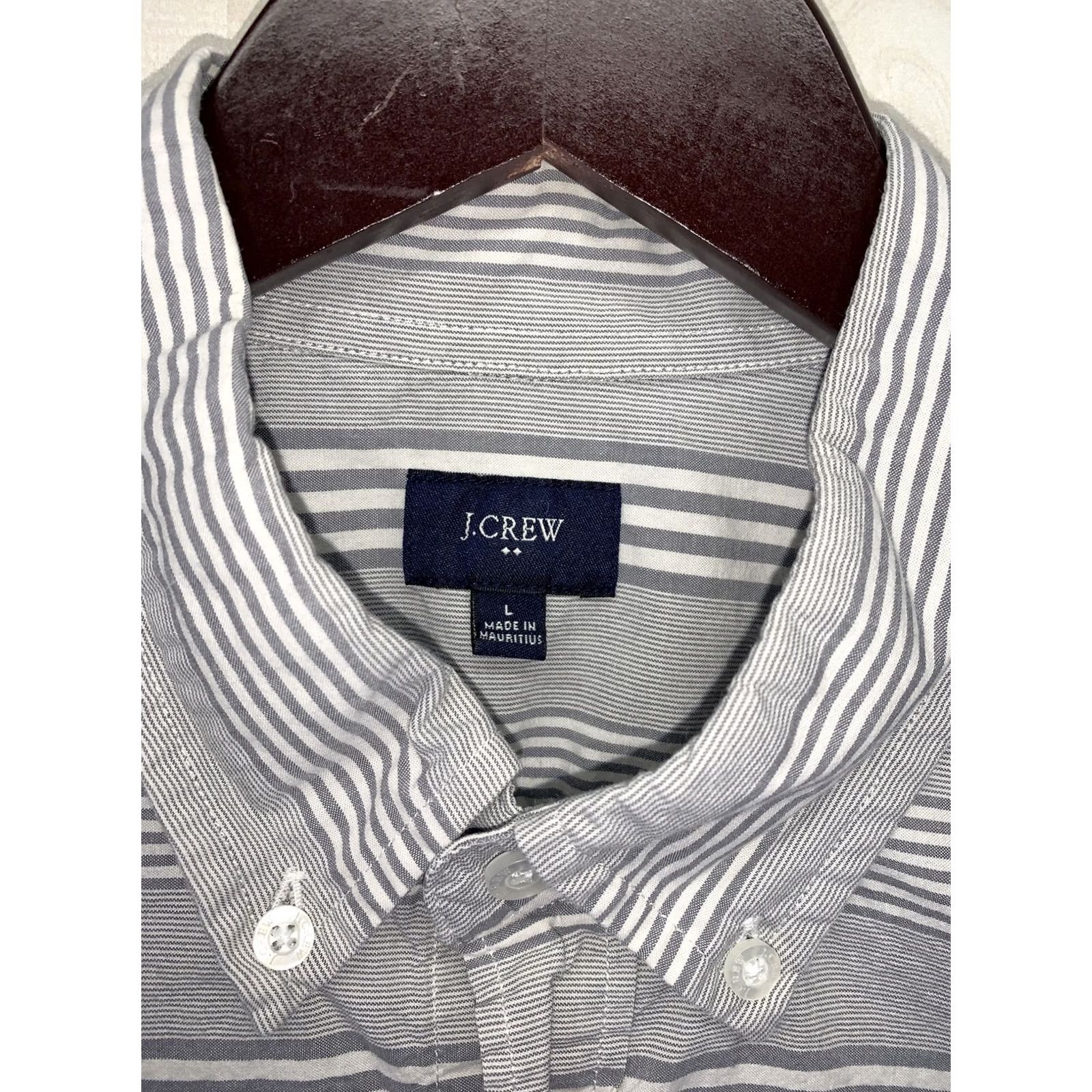 J.Crew J.CREW Gray White Stripe Button-Down Shirt Mens L Size US L / EU 52-54 / 3 - 5 Thumbnail