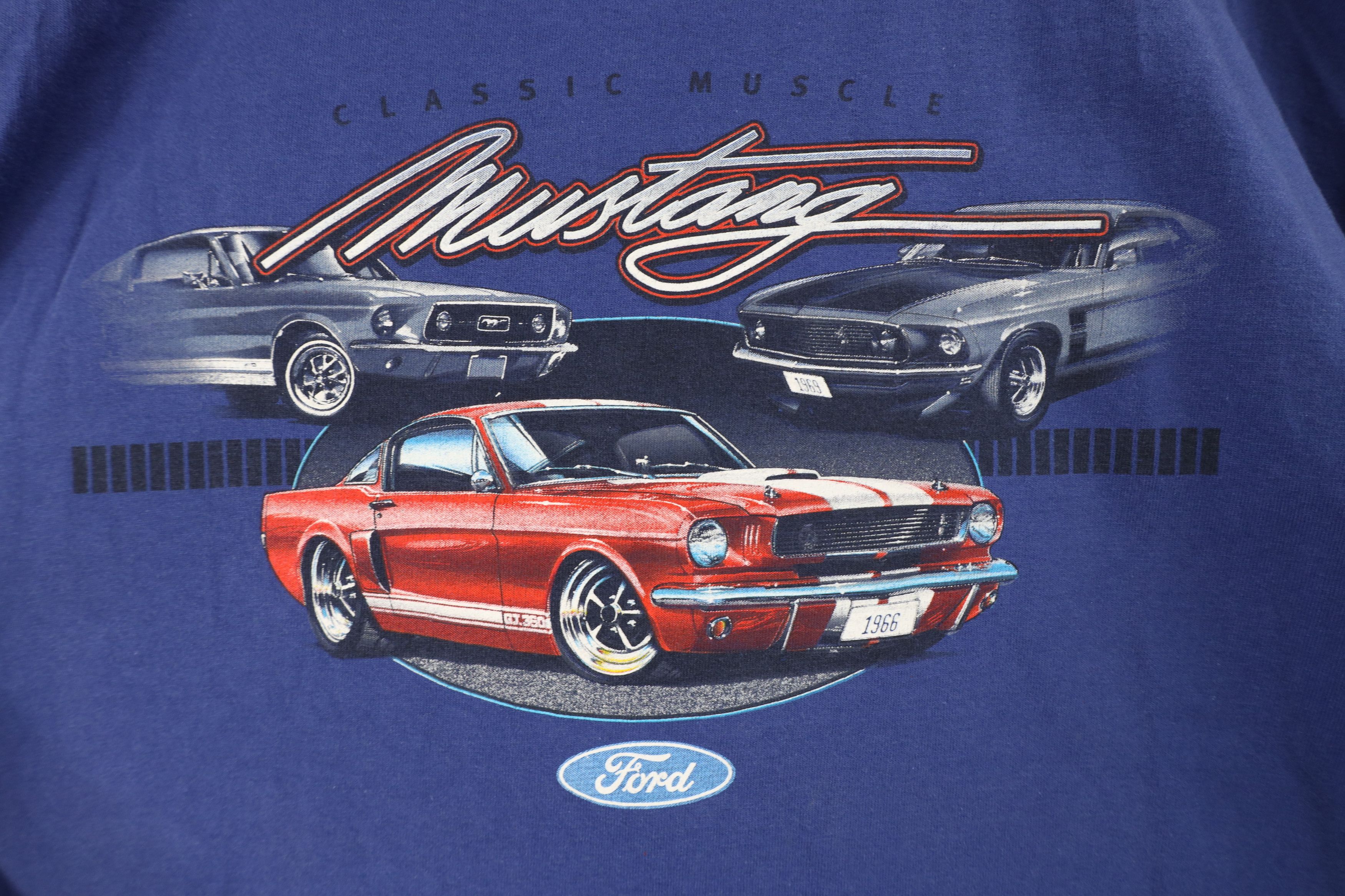 Vintage Vintage 90s Y2K Motor Co Mustang Muscle Car T-Shirt Blue Size US XL / EU 56 / 4 - 4 Thumbnail