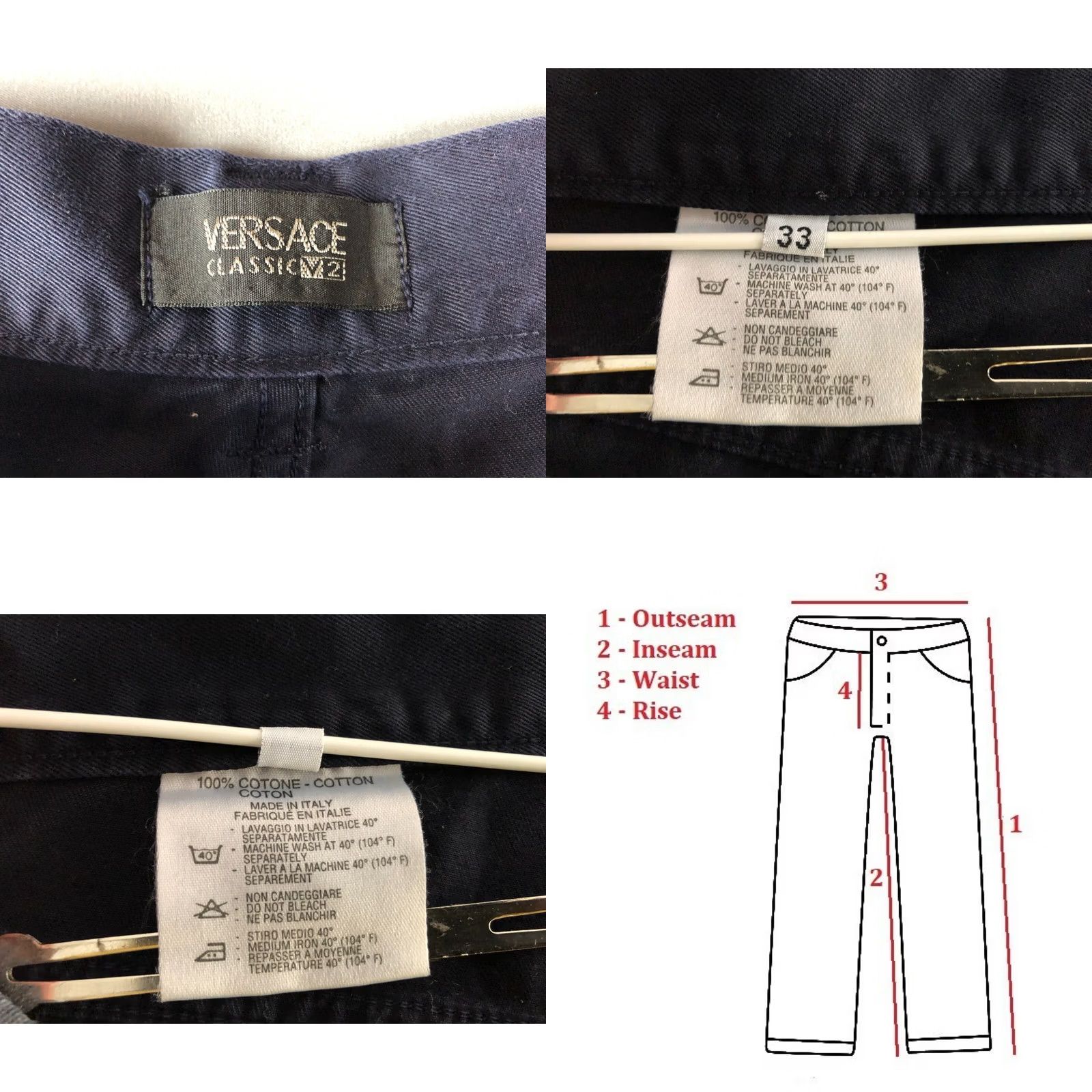 Versace Versace Jeans Cotton Dark Blue Men Jeans 33 Classic Straight 5-Pocket Denim Logo Blue 100% Cotton Jeans Size US 33 - 8 Thumbnail