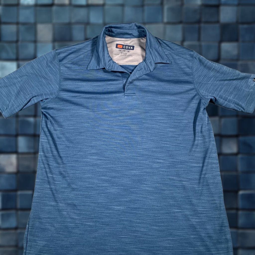 Vintage Cova Polo Shirt Mens M Blue UPF 50 Short Sleeve Golf Casual Shirt Size US M / EU 48-50 / 2 - 1 Thumbnail