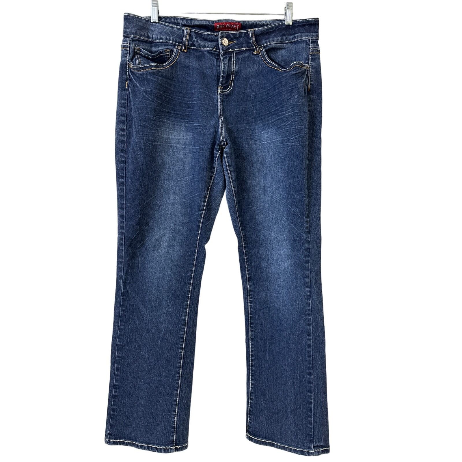 Other Red Rivet Straight Leg Jeans 18 W Rhinestone Button Pockets Size 40" / US 18 - 1 Thumbnail