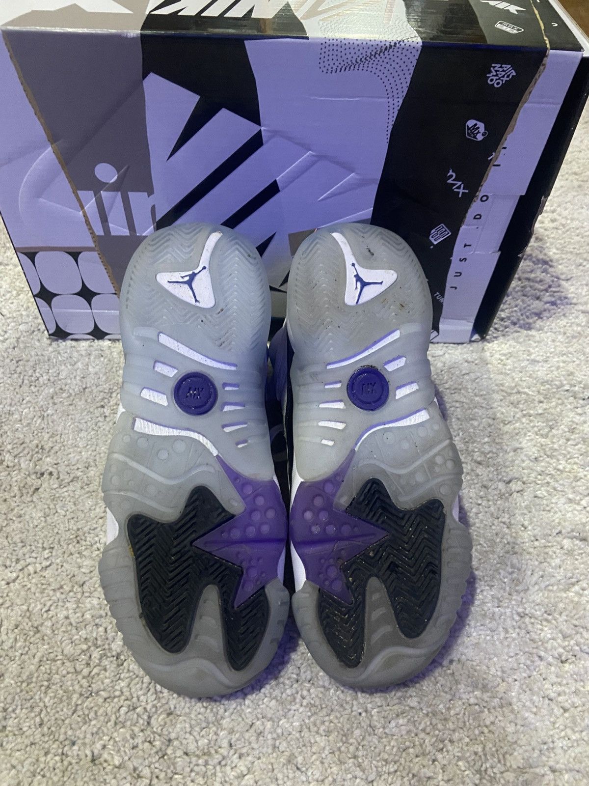 Jordan Brand US 13 Air Jordan Men's White Black Purple NikeRetro Two Trey Size US 5.5 / EU 38 - 5 Thumbnail