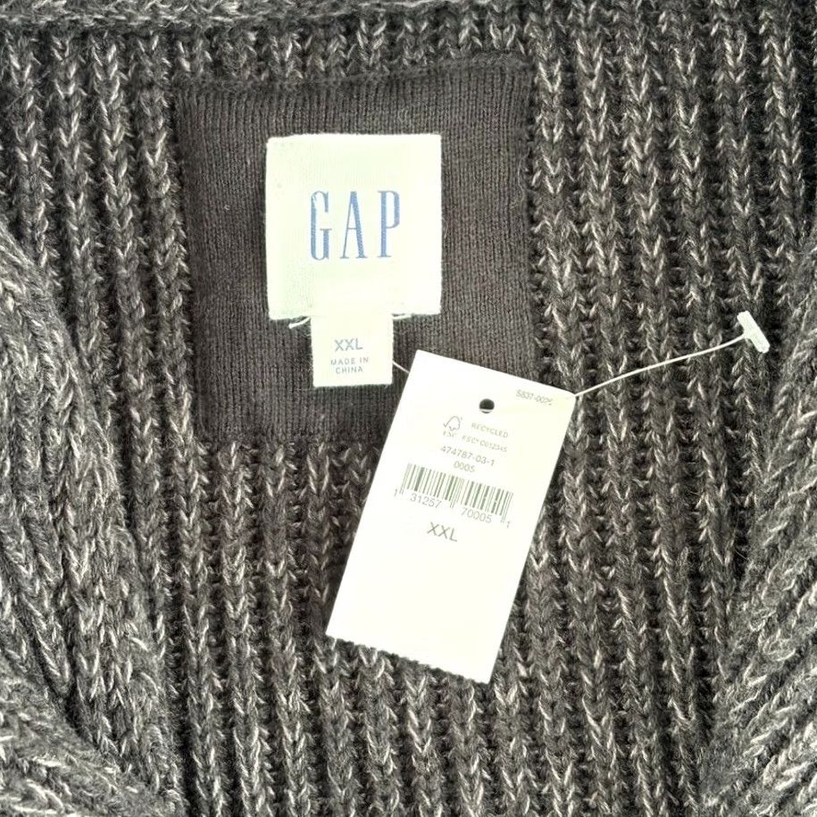 Gap Gap Fisherman Cardigan Cable Knit Shawl Collar Men 2XL Marl Black NWT Grandpa Button Pockets Classic Knit Sweater Bagand? Size US XXL / EU 58 / 5 - 2 Thumbnail