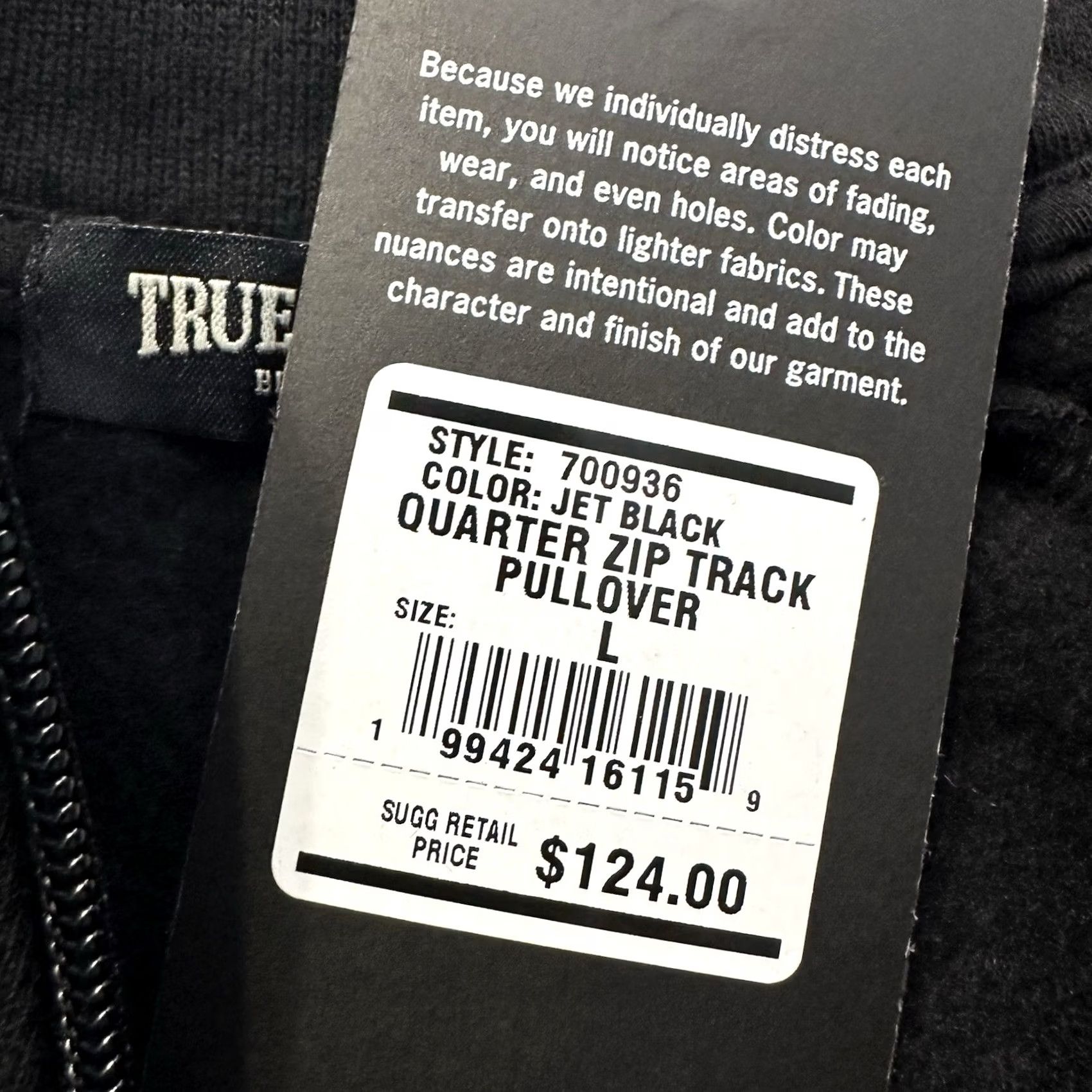 True Religion True Religion Quarter Zip Shirt Mens L Black 1/4 Zip Pullover Sweater Long Sleeve Size US L / EU 52-54 / 3 - 3 Thumbnail