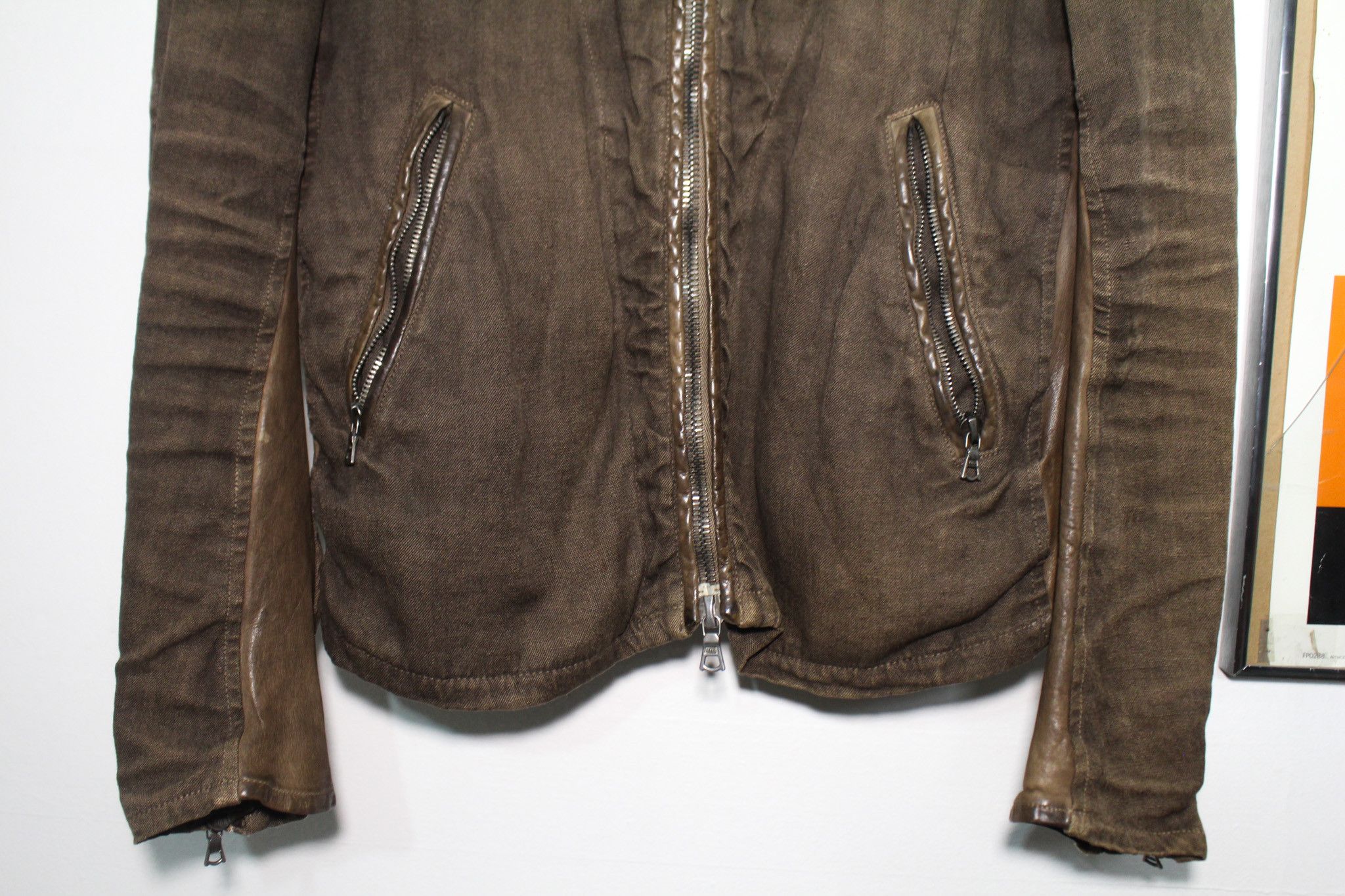 Isamu Katayama Backlash Linen/Cow Leather Moto Rider Jacket Size US S / EU 44-46 / 1 - 3 Thumbnail