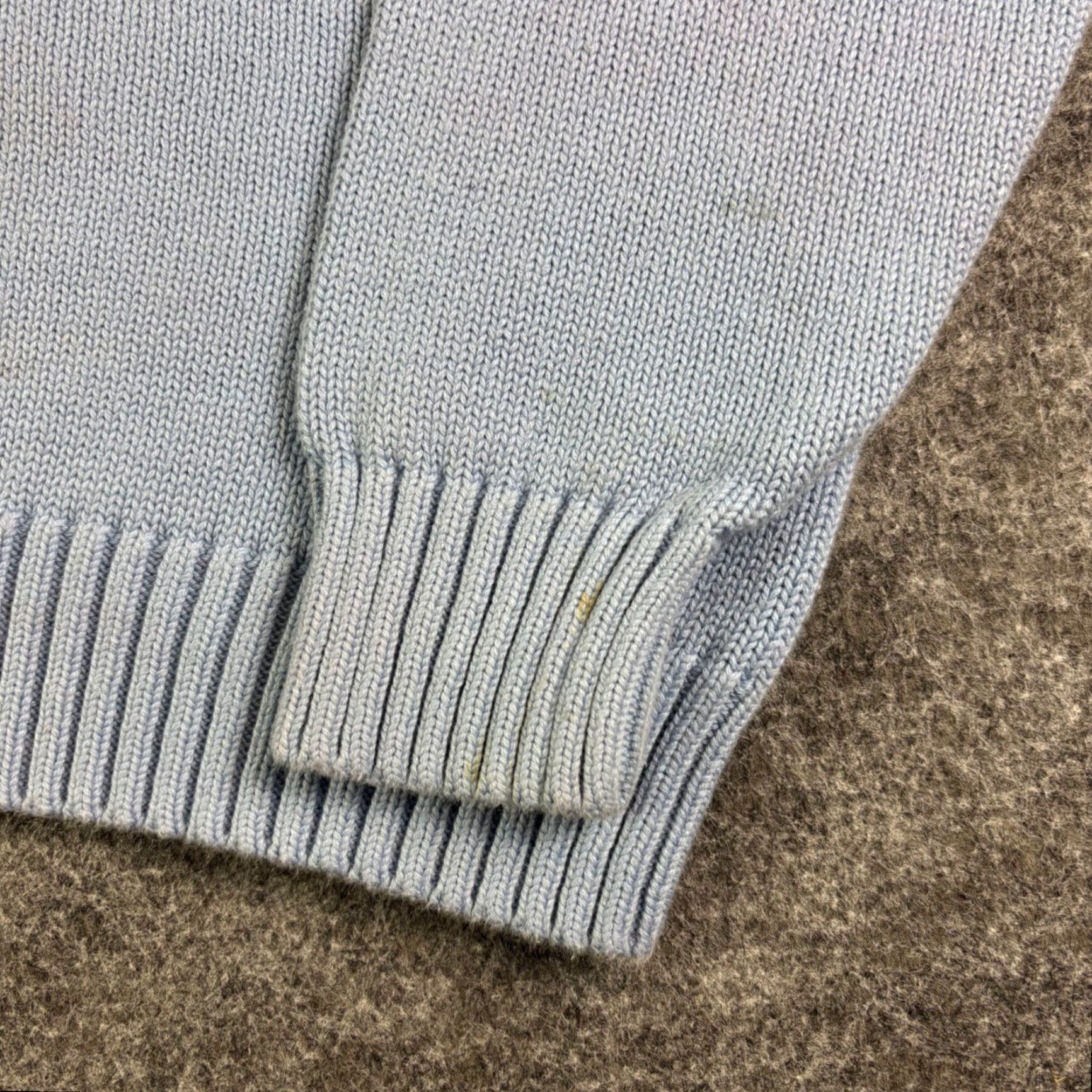 Lands' End Lands End Sweater Unisex Adults Knit Wool Round Neck Long Sleeve Raglan Knit Style Vintage 90s Casual Workwear L Tall Blue Solid Logo Size L / US 10 / IT 46 - 6 Thumbnail