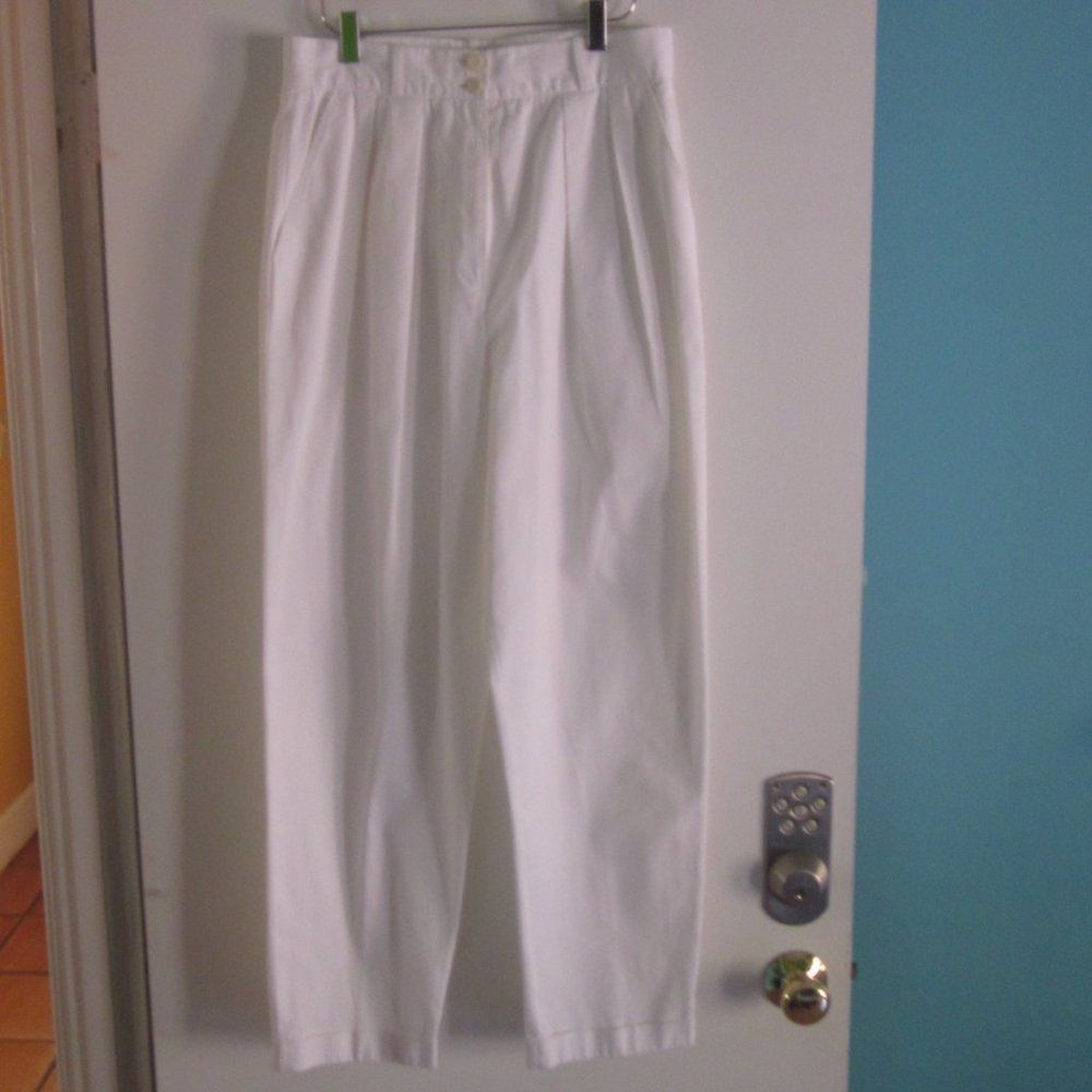 Jaeger Jaeger Vintage Pleated High Waist White Cotton Pant About Si Size 28" / US 6 / IT 42 - 5 Thumbnail