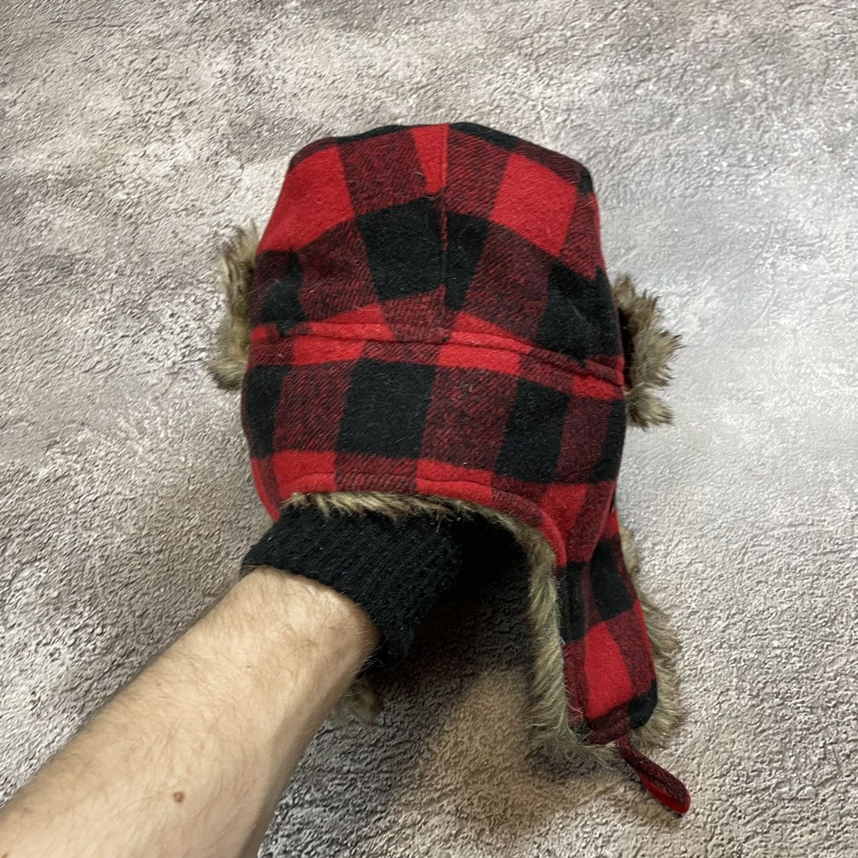 Vintage Vintage 90s Red Black Plaid Mohair Ushanka Beanie Graphic OS Size ONE SIZE - 6 Thumbnail