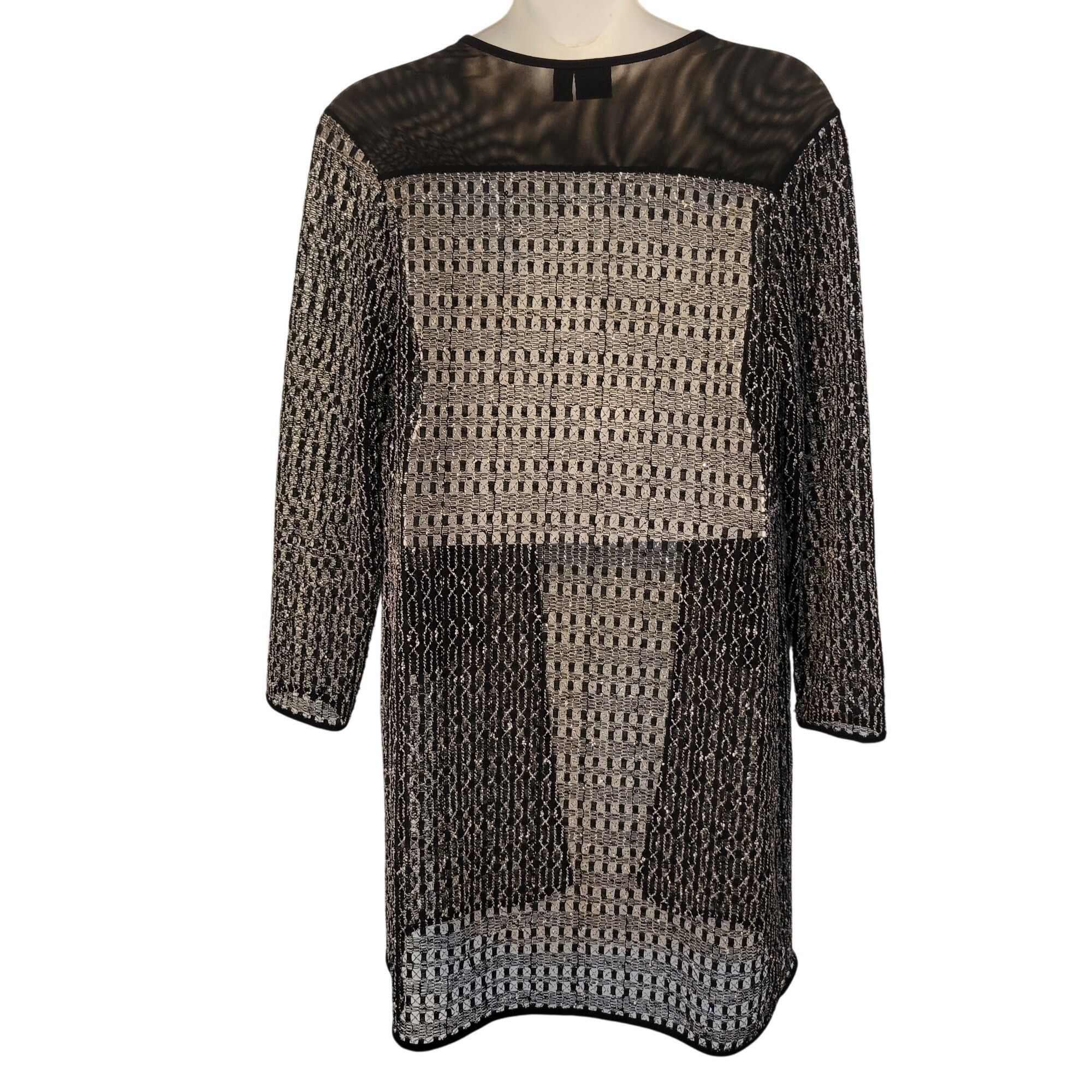 Chicos Chicos Travelers 2 Sheer Knit Duster Cardigan Black White L Size L / US 10 / IT 46 - 7 Thumbnail