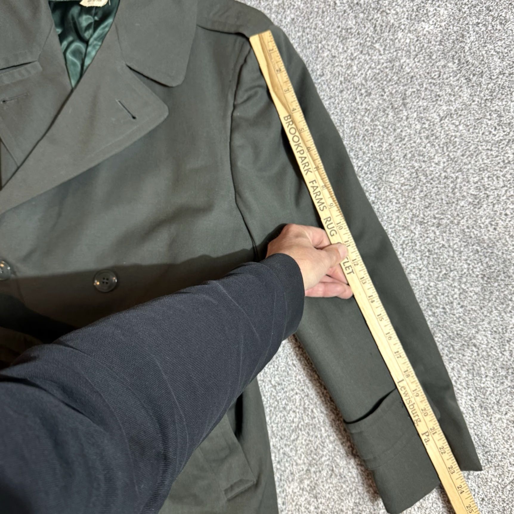 Doublet VINTAGE 80s Military Trench Coat Womens 38S Double Breasted Belted Dark Academia Coat Women Green Long Sleeve Pockets Buttoned Style Trench Navy? Size XS / US 0-2 / IT 36-38 - 3 Thumbnail