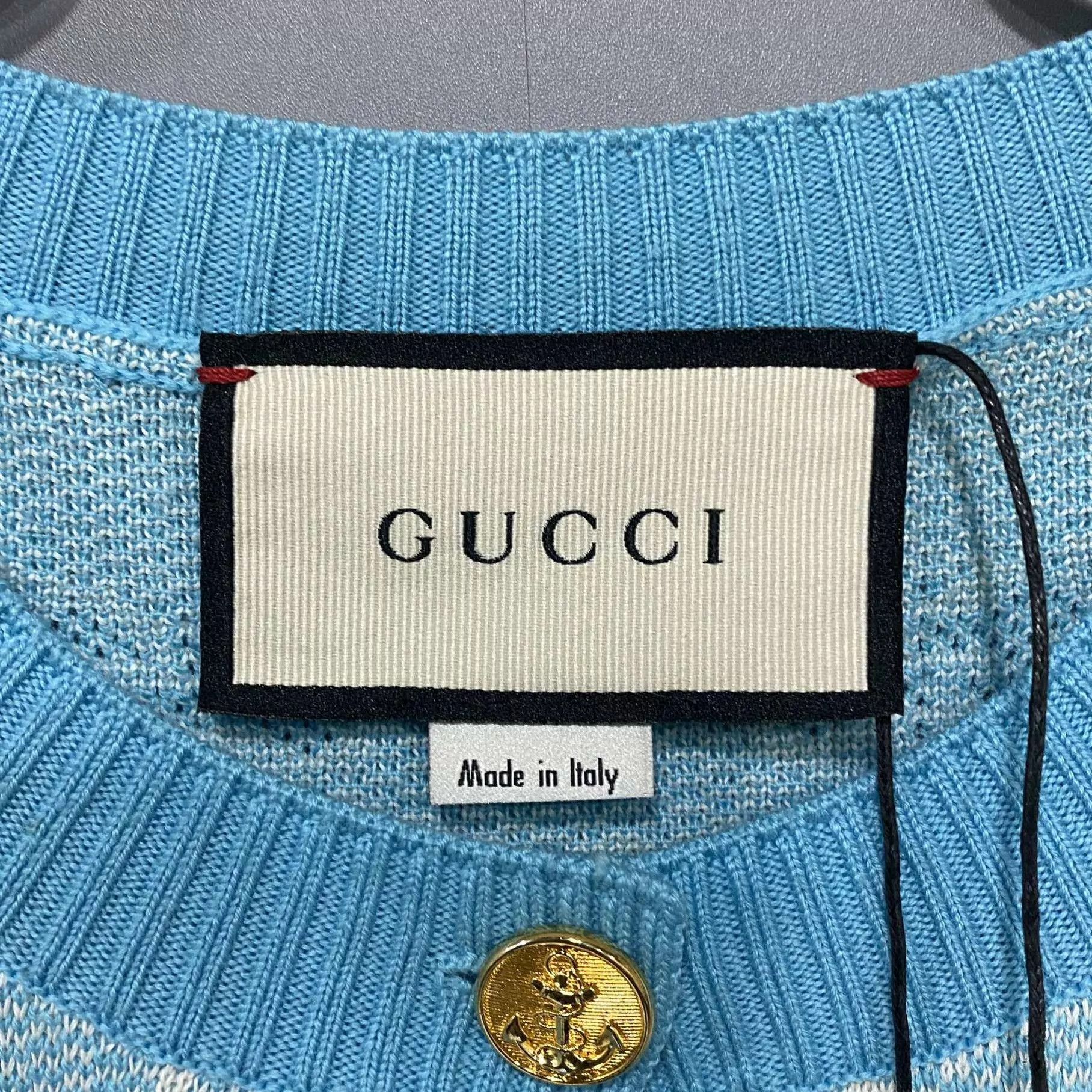 Gucci GUCCI sky blue gold button cardigan S Size S / US 4 / IT 40 - 5 Thumbnail