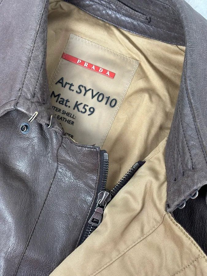 Prada 2000s Prada Brown Avant-Garde Leather Asymmetrical Jacket Size US M / EU 48-50 / 2 - 9 Thumbnail