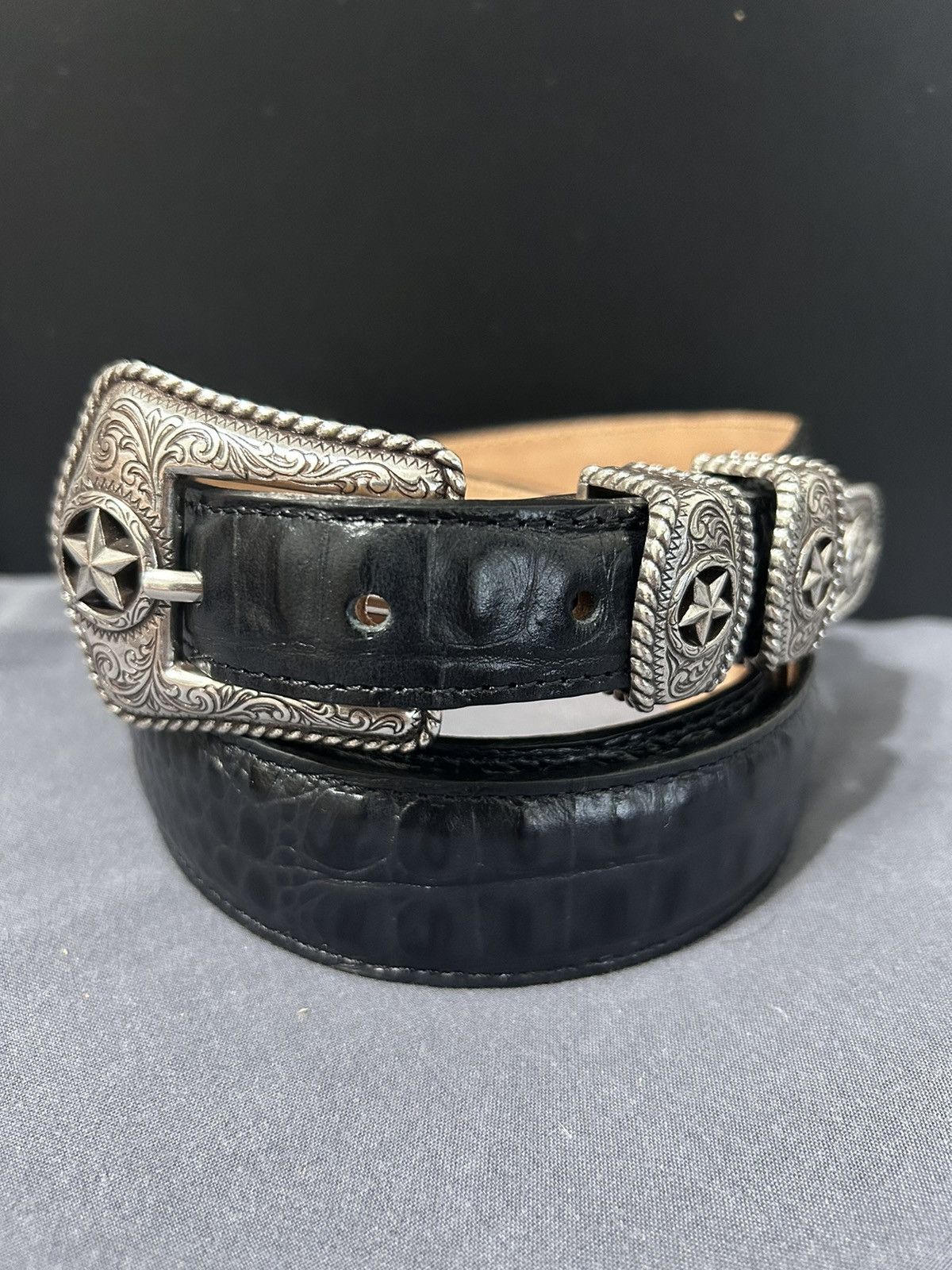 Tony Lama Tony Lama Men's Black Country Croc Print Western Belt | Grailed