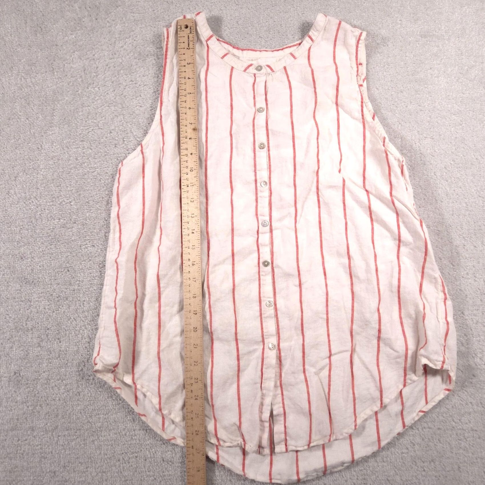 Vintage C&C California Shirt Womens XL White Red Striped 100% Linen Sleeveless Button Up Size XL / US 12-14 / IT 48-50 - 5 Thumbnail