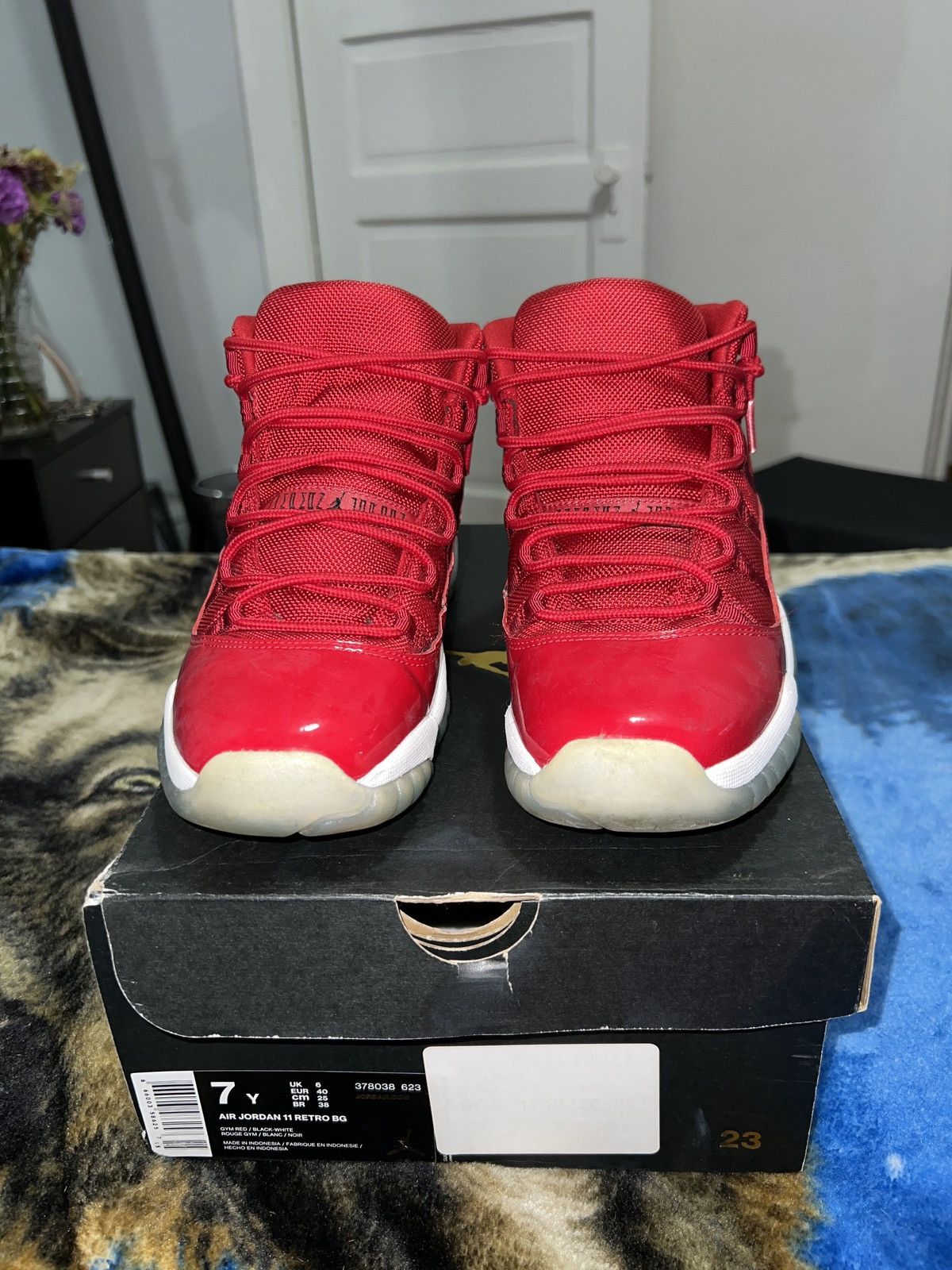 image of Air Jordan 11 Shoes in Red, Men's (Size 7)