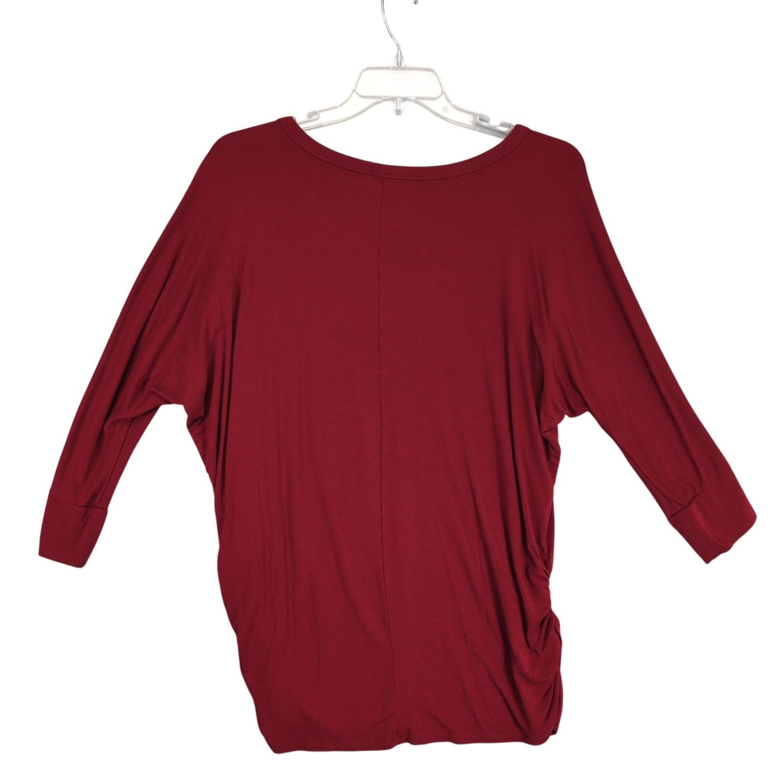Other Zenana Women's 1X Burgundy Ruched Dolman Sleeve Top Size XL / US 12-14 / IT 48-50 - 3 Thumbnail