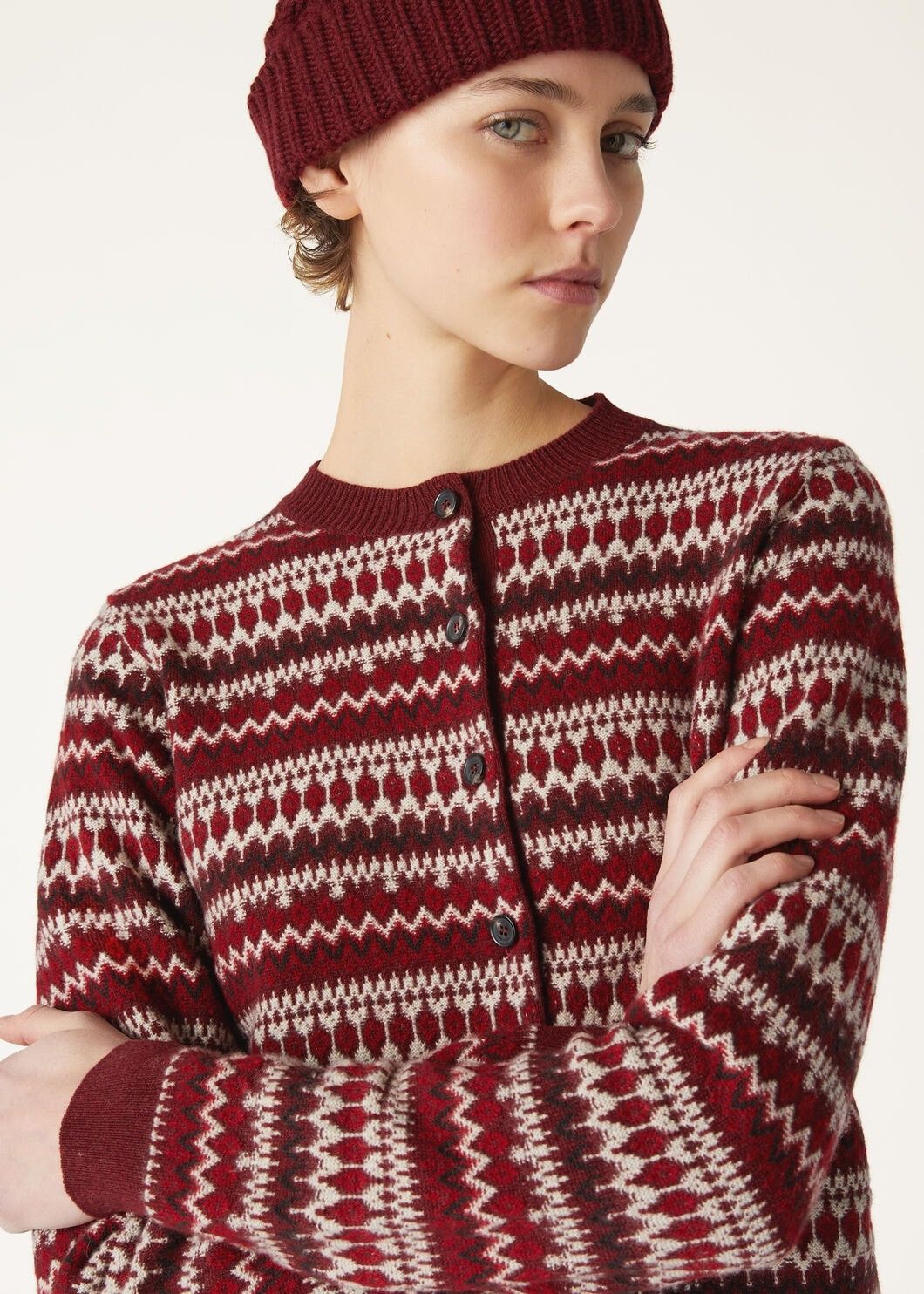 Loro Piana o1w1db10825 FAO5142 Alpe Pile Cardigan in Red/Multi Size S / US 4 / IT 40 - 3 Thumbnail