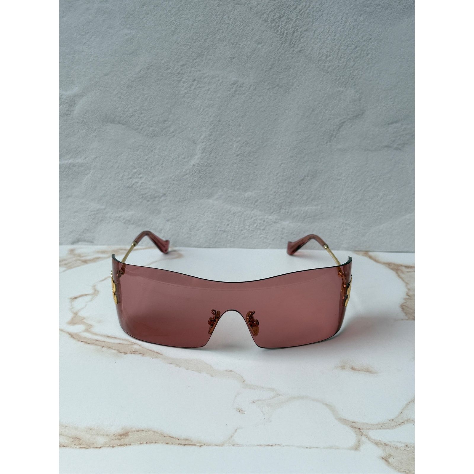 Miu Miu NEW Miu Miu MU B53 Mask Sunglasses in Gold Red $632 Size ONE SIZE - 4 Thumbnail