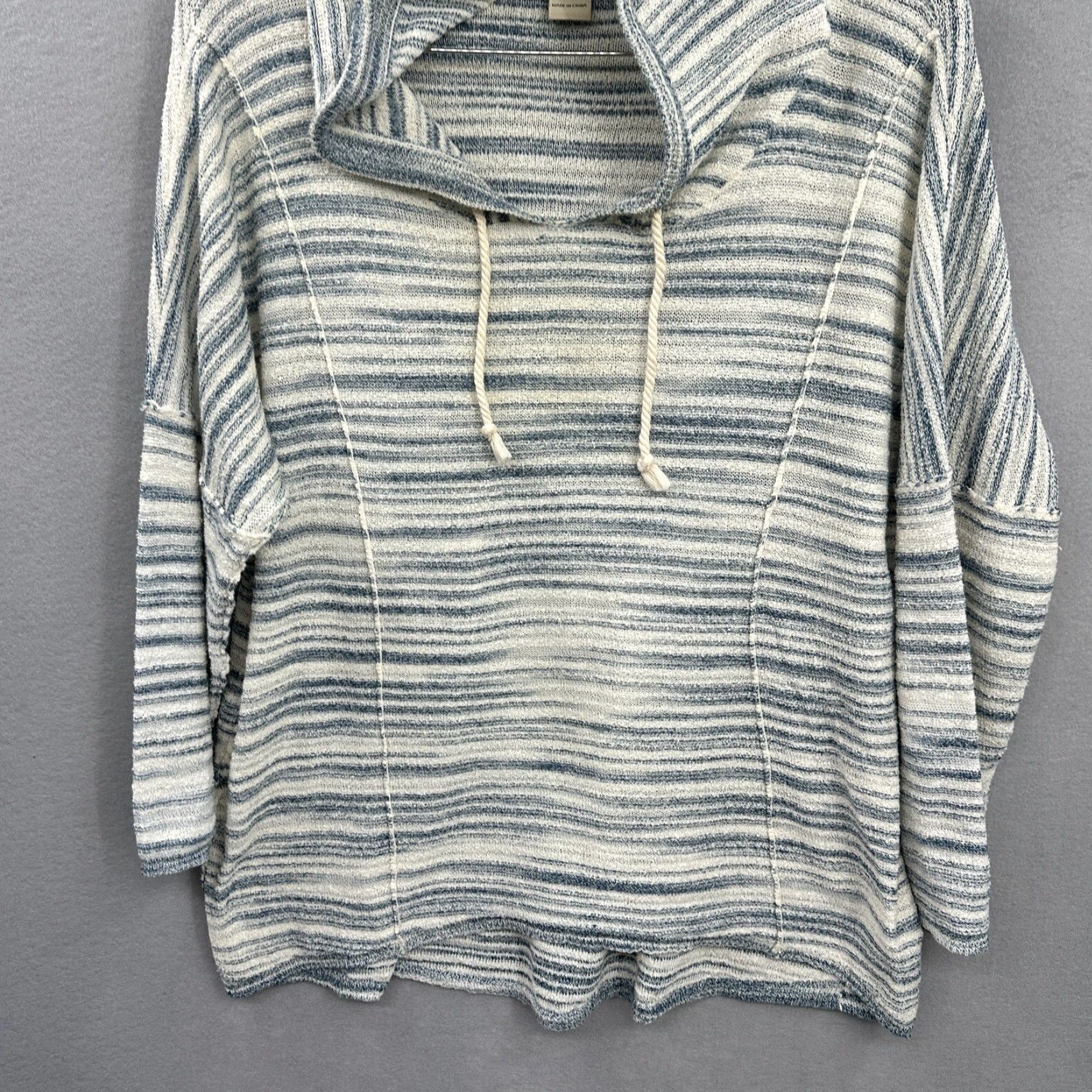Lucky Brand Lucky Brand Sweater Womens L Hooded Striped Knit Casual Boho Modern Classic 90s Read Women, Blue Sm Home Fashion Size L / US 10 / IT 46 - 3 Thumbnail
