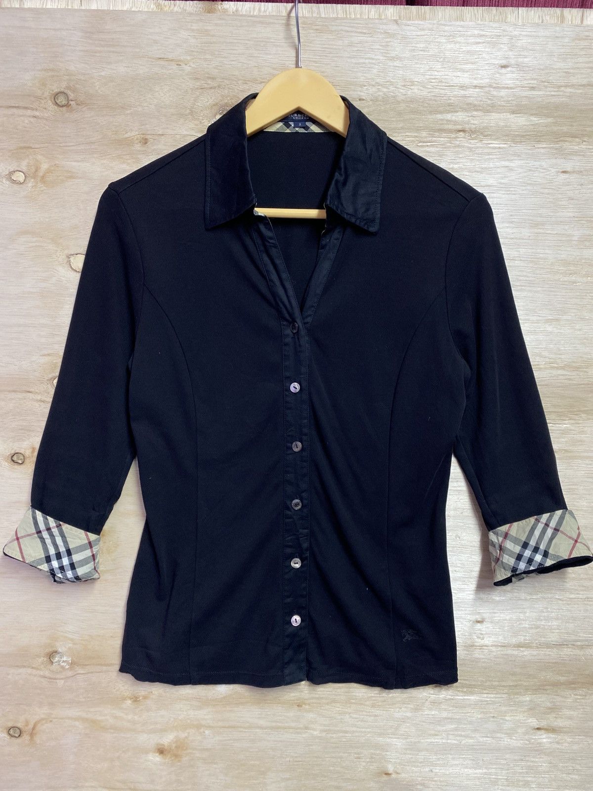 Burberry Burberry London black stretch cotton shirt buttons ups Size S / US 4 / IT 40 - 1 Thumbnail