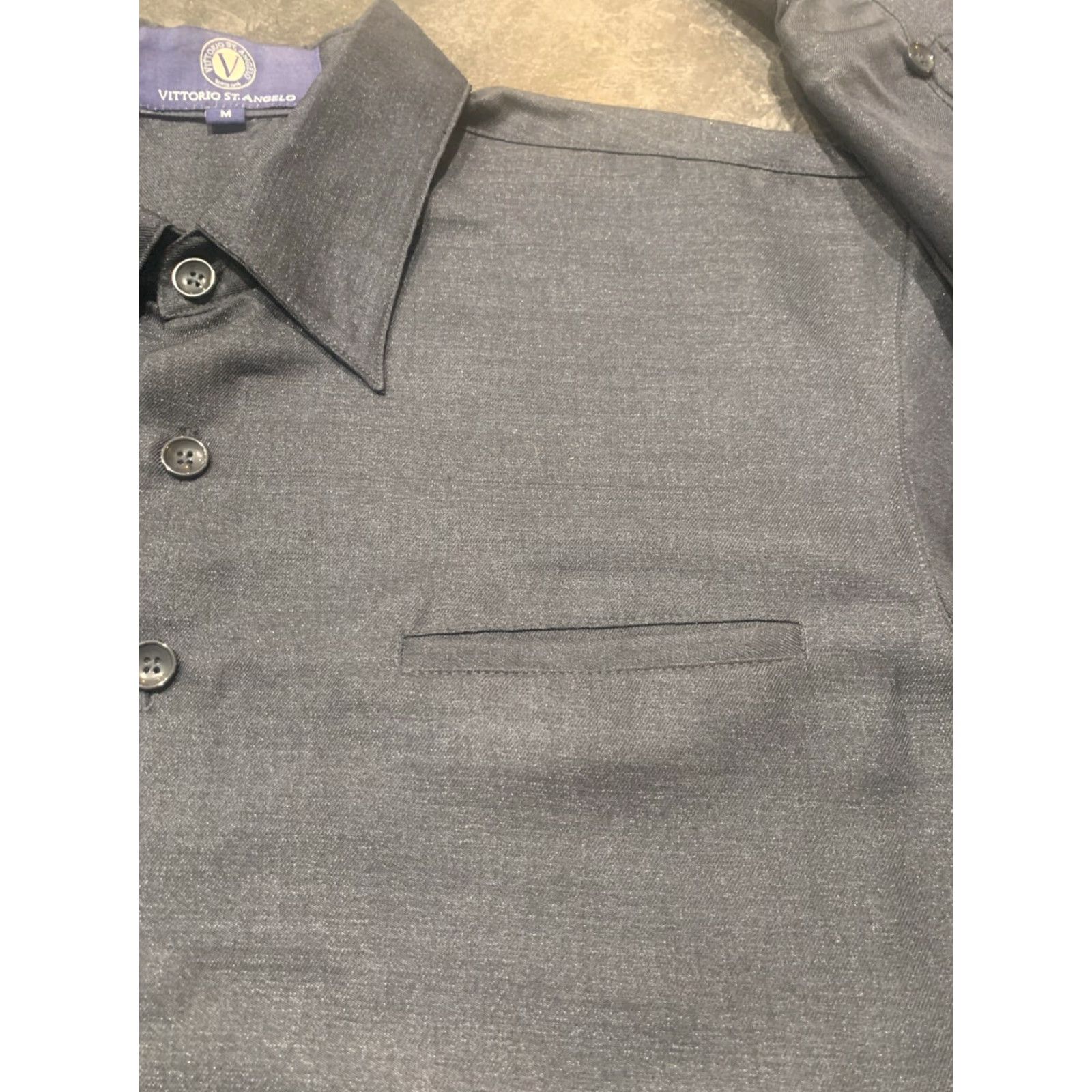 Vintage Vittorio St. Angelo Charcoal Button-Up Shirt Men’s Long Sleeve M Pleated Easy Care Size US M / EU 48-50 / 2 - 3 Thumbnail