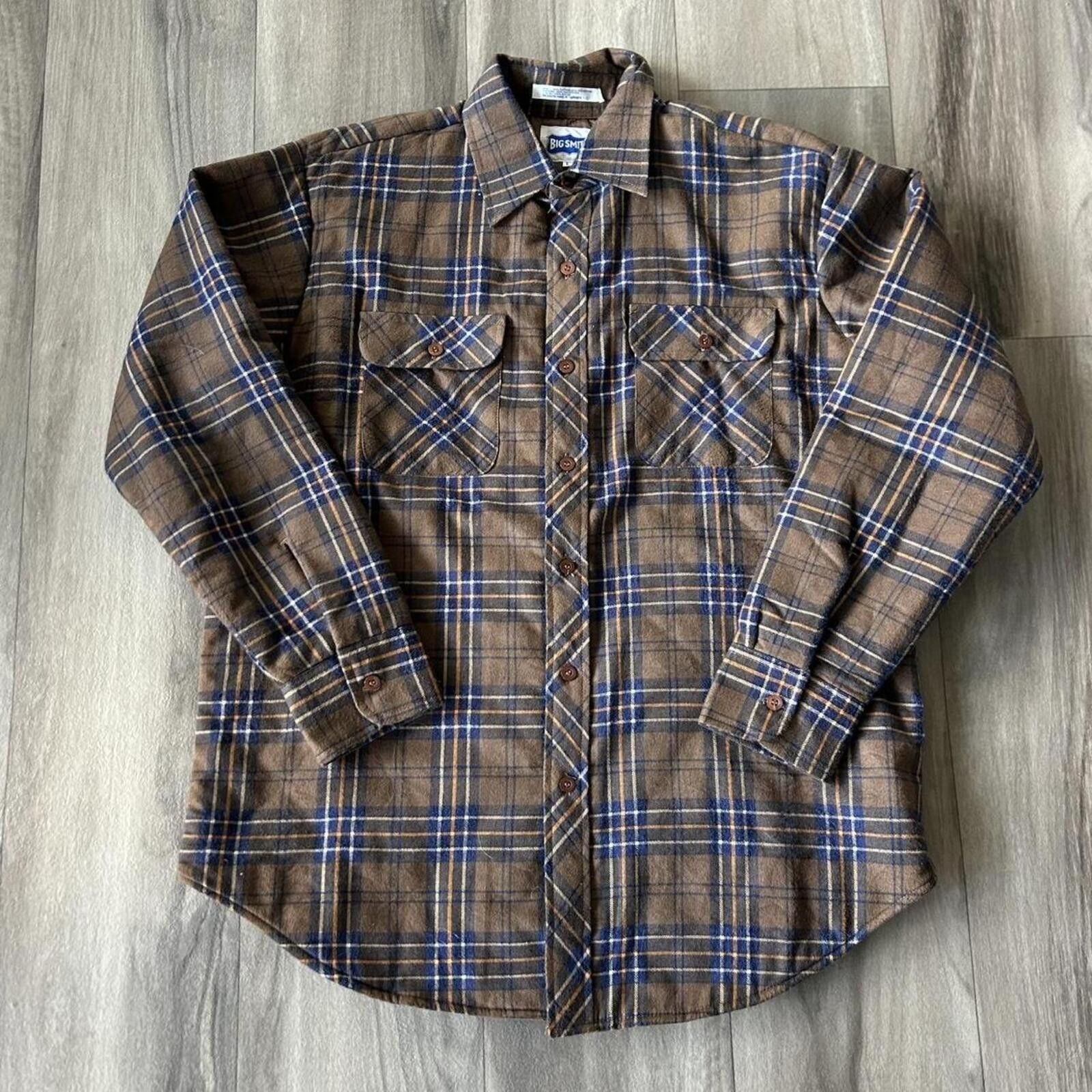 Other Vintage 90’s Brown Blue Plaid Button Up Flannel Big Smith L Size US L / EU 52-54 / 3 - 1 Thumbnail