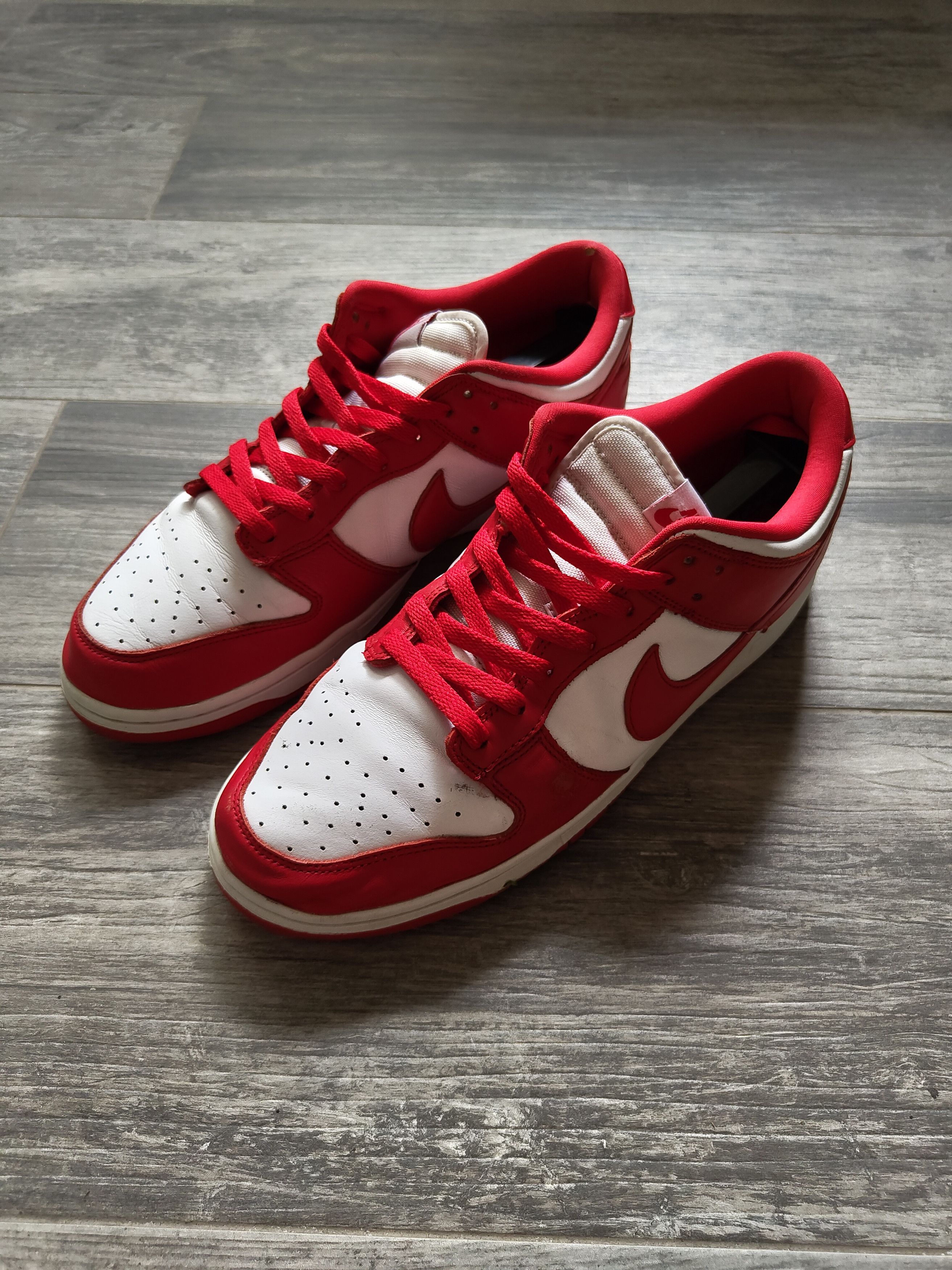 Nike Nike Dunk Low Red White SP St. John's Size US 12 / EU 45 - 1 Thumbnail