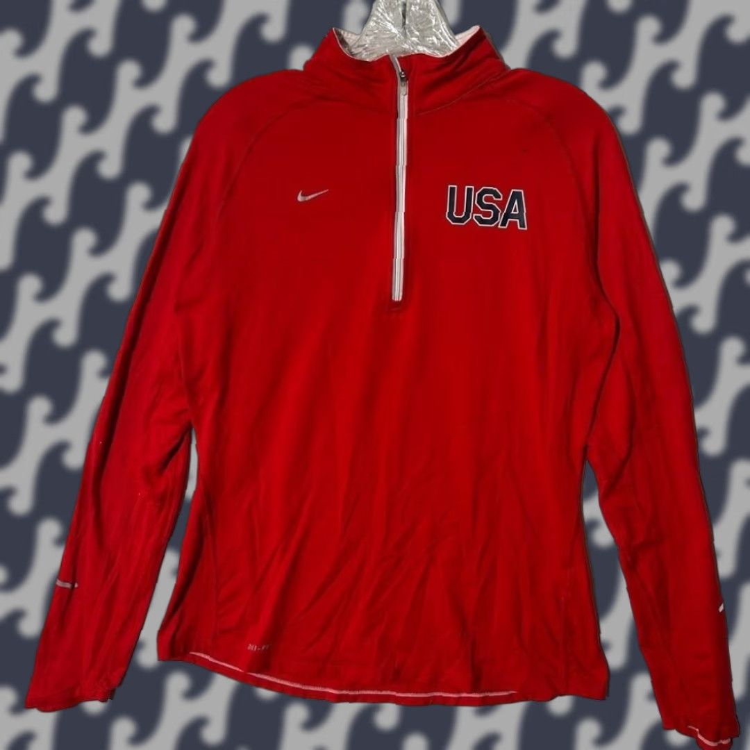 Nike Nike Dri-Fit USA Team Training 1/4 Zip Pullover Sweater Women Large Red Size L / US 10 / IT 46 - 1 Thumbnail