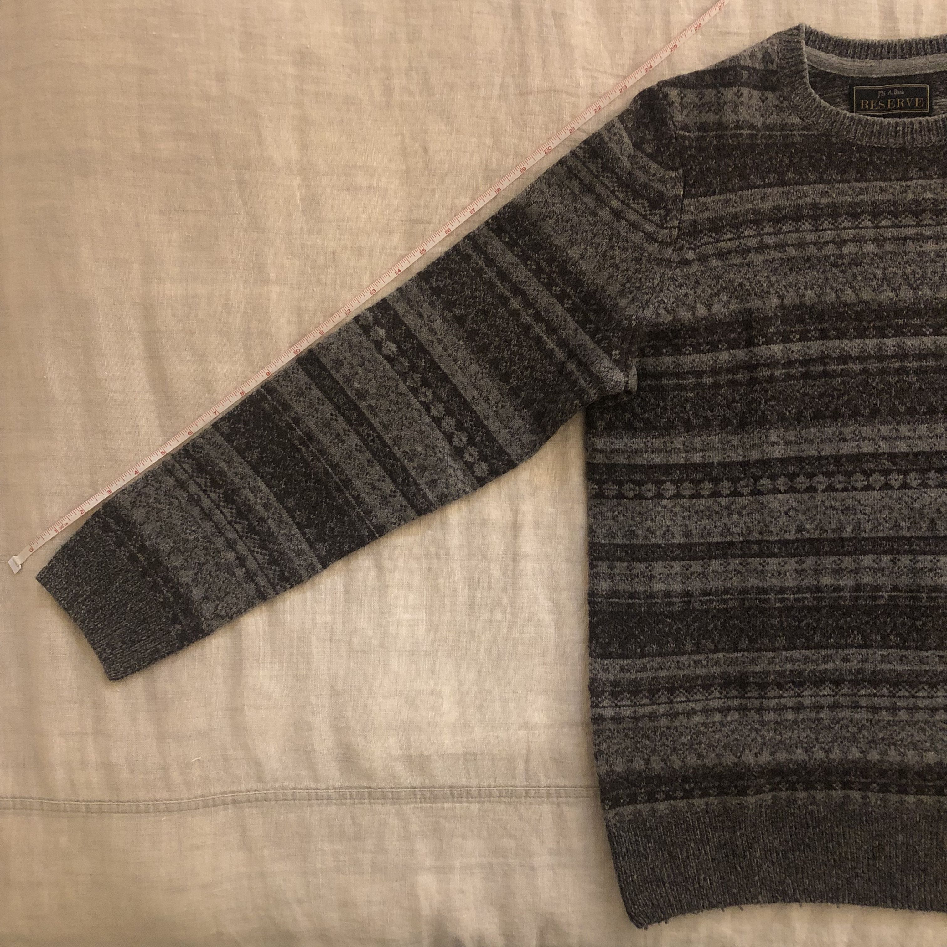 Jos. A. Bank Jos. A. Bank Reserve Gray/Brown Crewneck Sweater - Size M Size US M / EU 48-50 / 2 - 7 Thumbnail