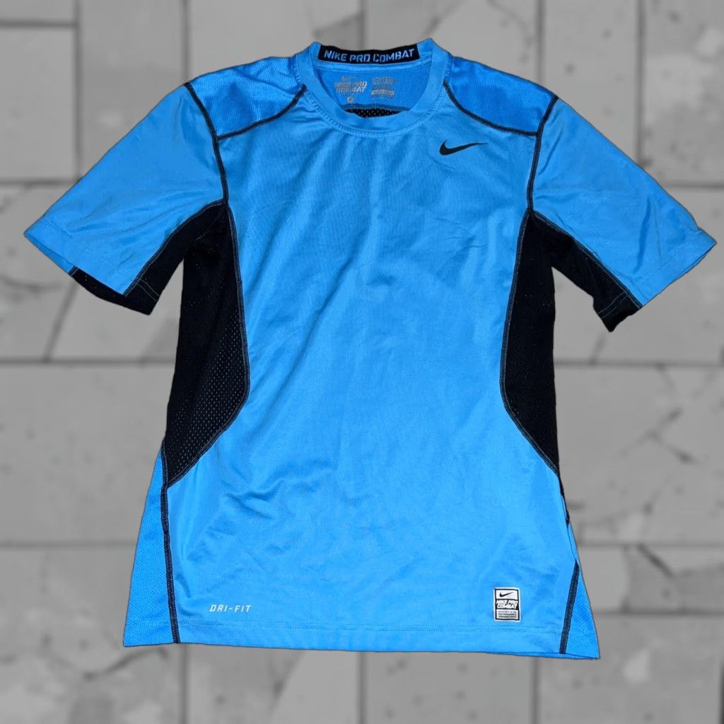 Nike Nike Pro Combat T-Shirt Mens Small Blue Athletic Activewear Size US S / EU 44-46 / 1 - 1 Thumbnail