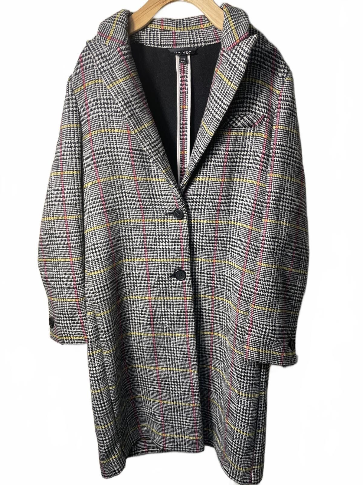 Other Top Shop Plaid Pattern Long Coat Button Women's 6 Wool Plaid Size M / US 6-8 / IT 42-44 - 1 Thumbnail