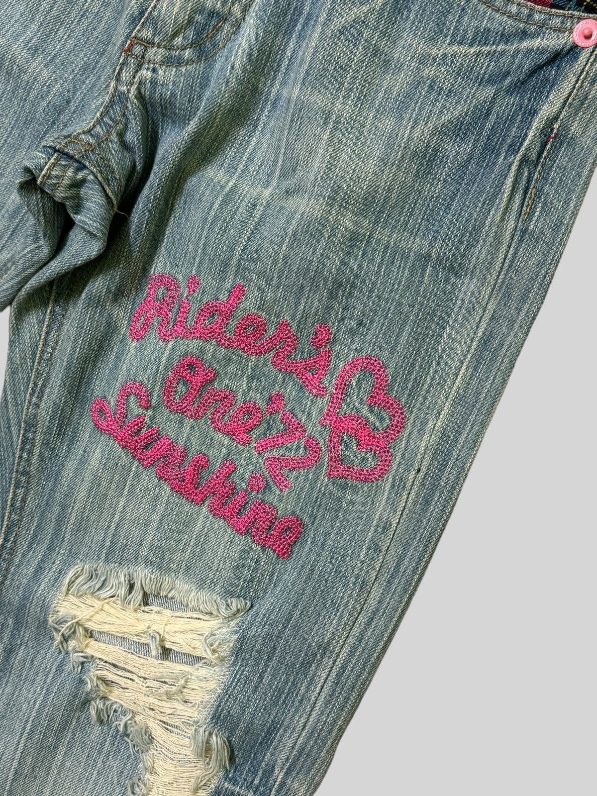 Hysteric Glamour × Japanese Brand Distressed Tartan Embroidery Junya Watanabe Denim Jeans Size US 30 / EU 46 - 7 Thumbnail