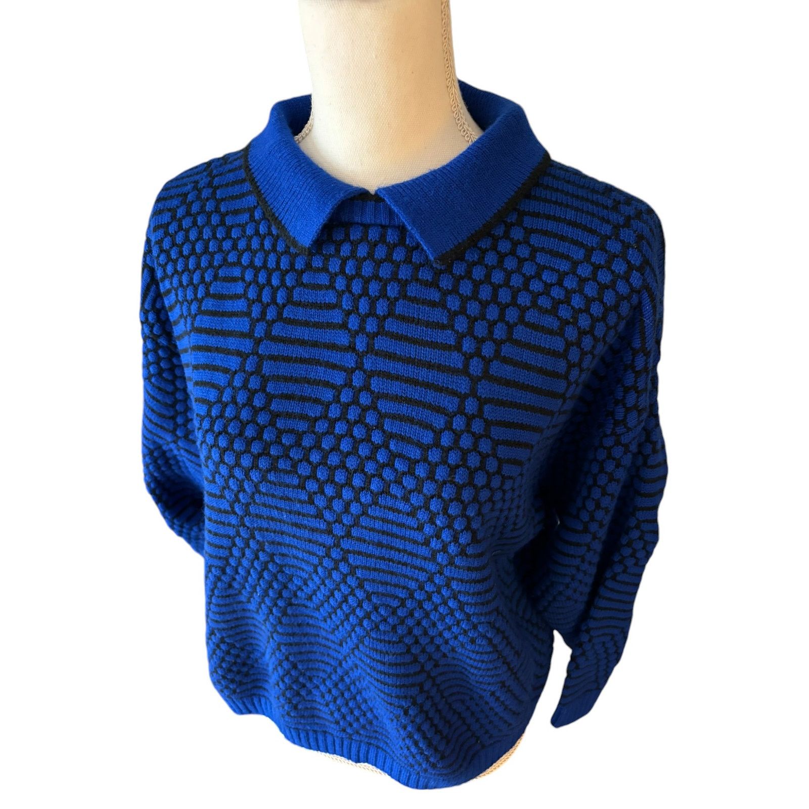 Other Vintage Retro Collared Sweater Objects D'art Blue Black S Size S / US 4 / IT 40 - 3 Thumbnail