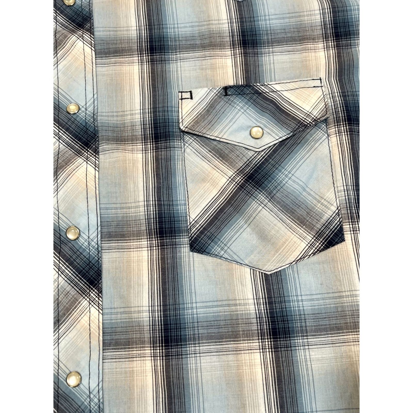 Wrangler Wrangler Western Shirt Men’s 3XL Pearl Snap Short Sleeve Blue Plaid Button-Up Shirt Front Pocket Western Mulberry? Size US XXL / EU 58 / 5 - 4 Thumbnail