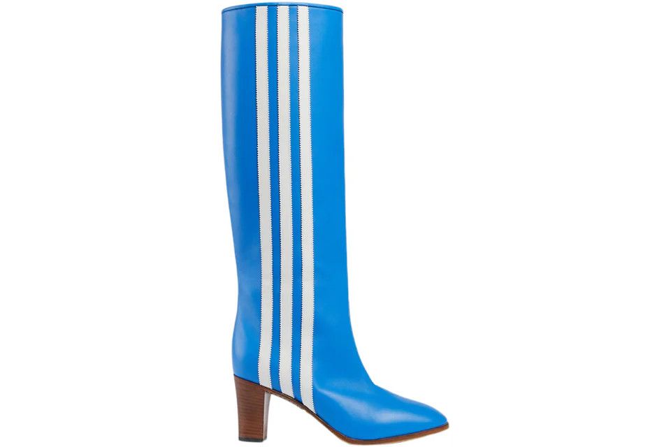 image of X Adidas Knee-Height Boots Blue Leather, Women's (Size 4)