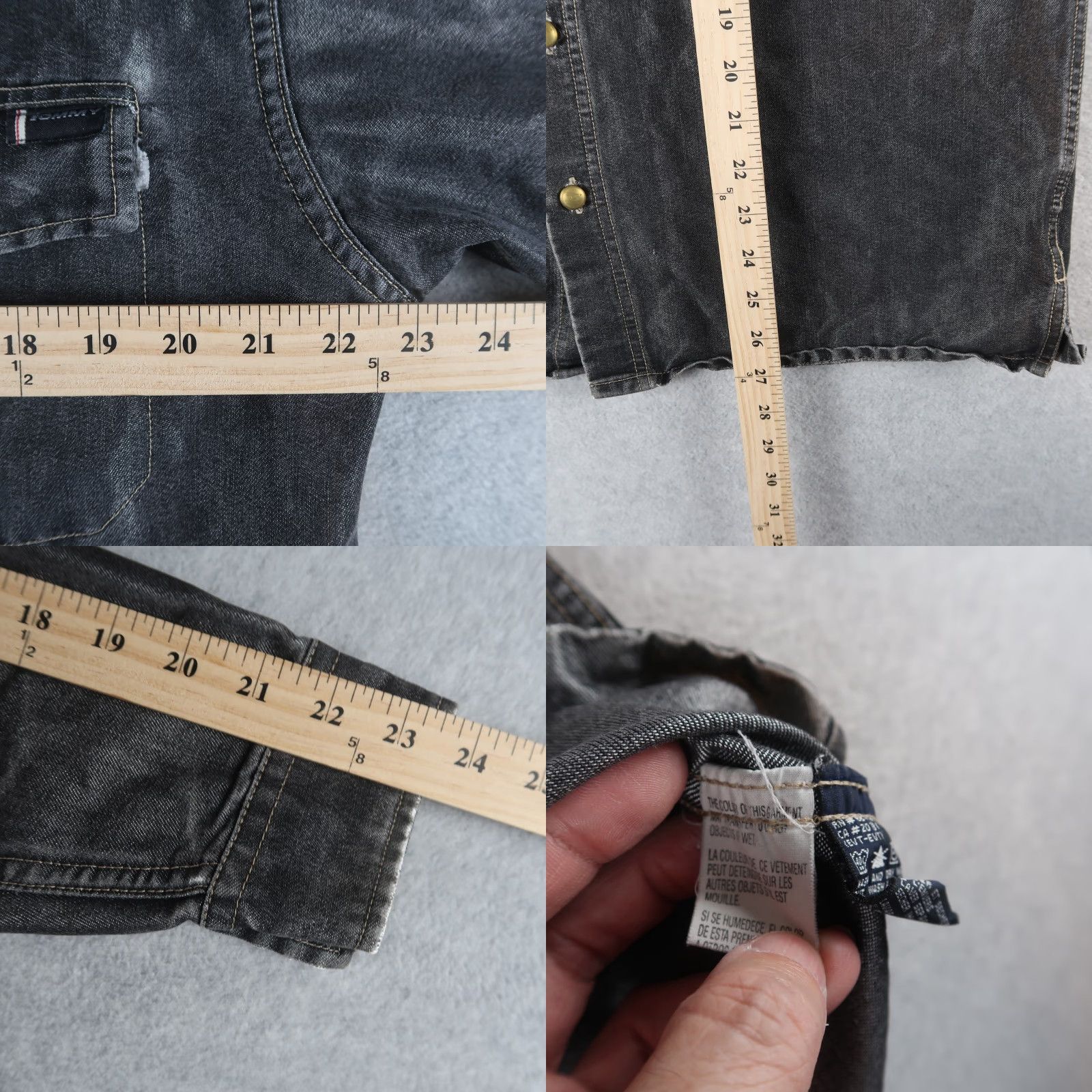 Tommy Hilfiger Vintage 90s Tommy Hilfiger Black Shiny Denim Men’s Long Sleeve Shirt Button M Size US M / EU 48-50 / 2 - 8 Thumbnail
