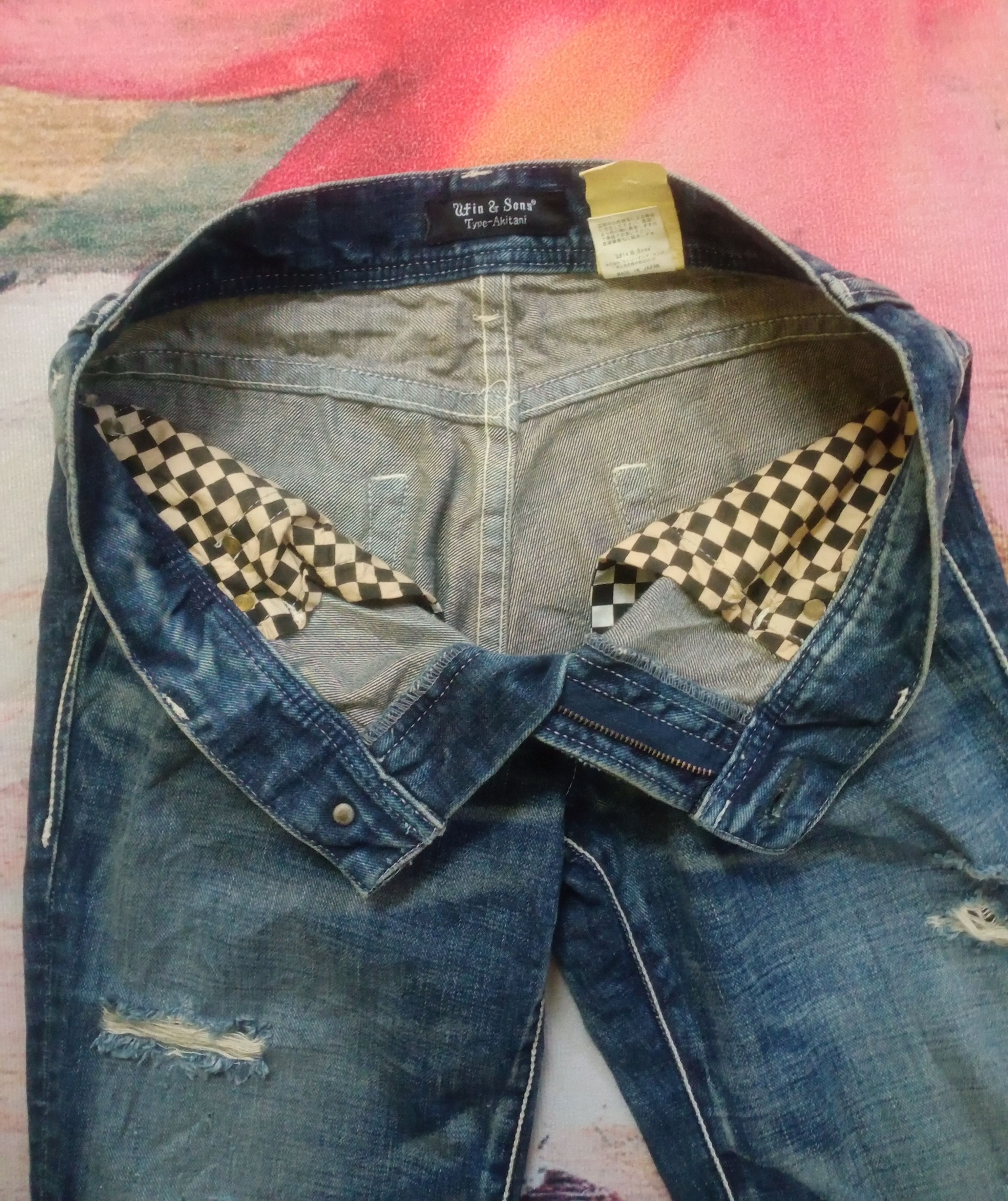 If Six Was Nine Rare Distressed Ufin & Sons Flare Boot cut Jeans Size US 33 - 5 Thumbnail